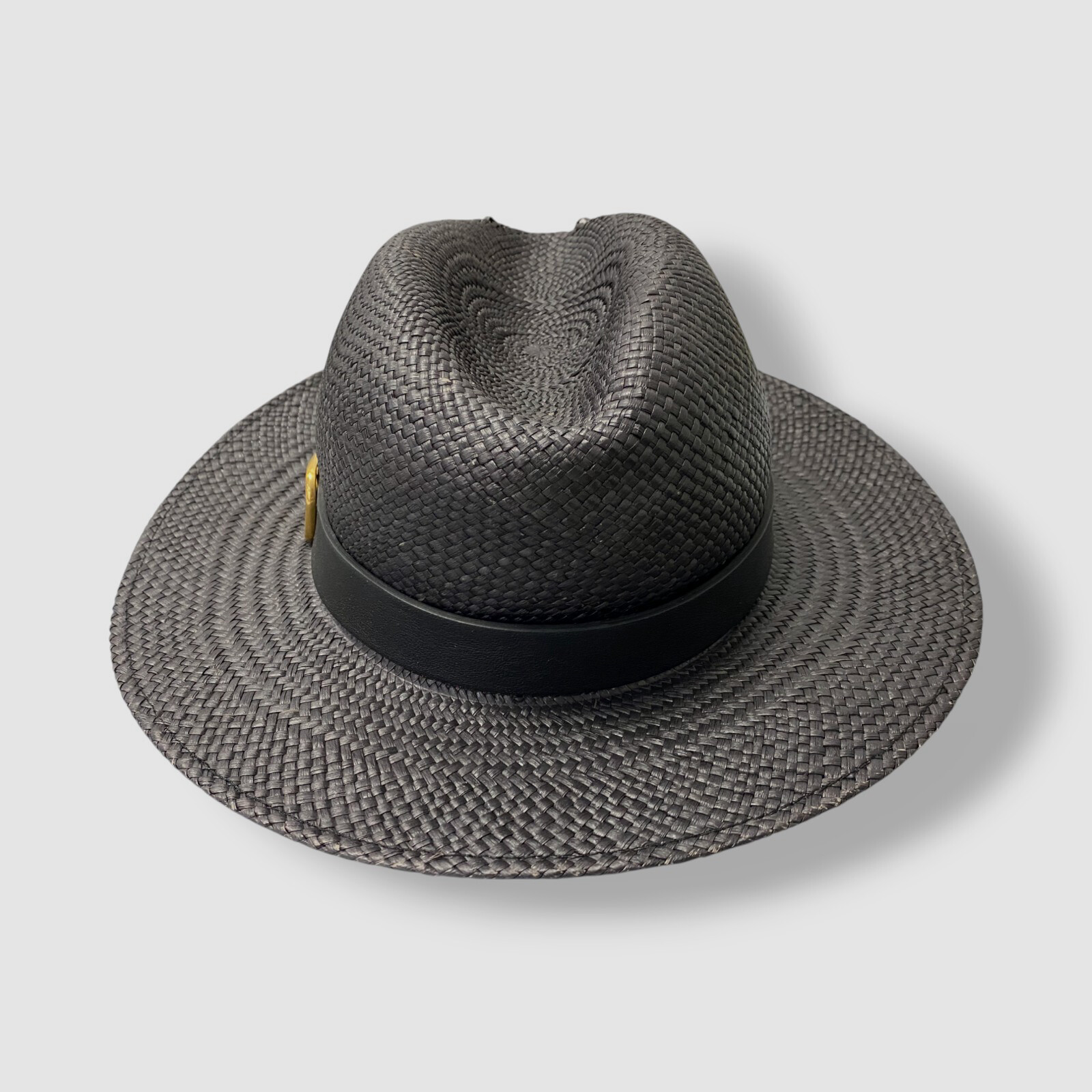 Valentino Women’s Black Straw Leather Band VLOGO Fedora Hat Size M