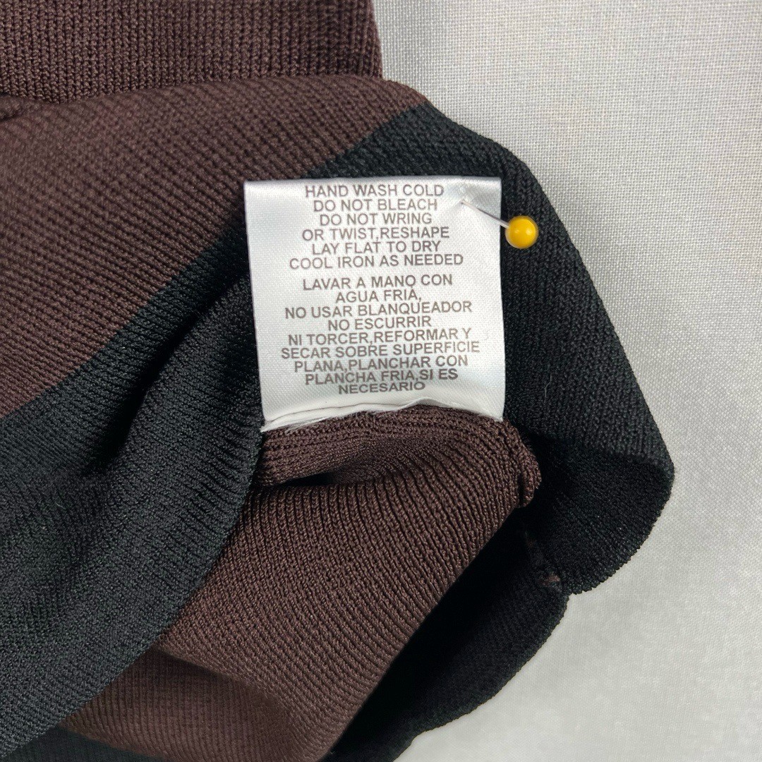 Harvé Benard Womens Small Cardigan Stretch Knit Brown Black Button Up Pockets