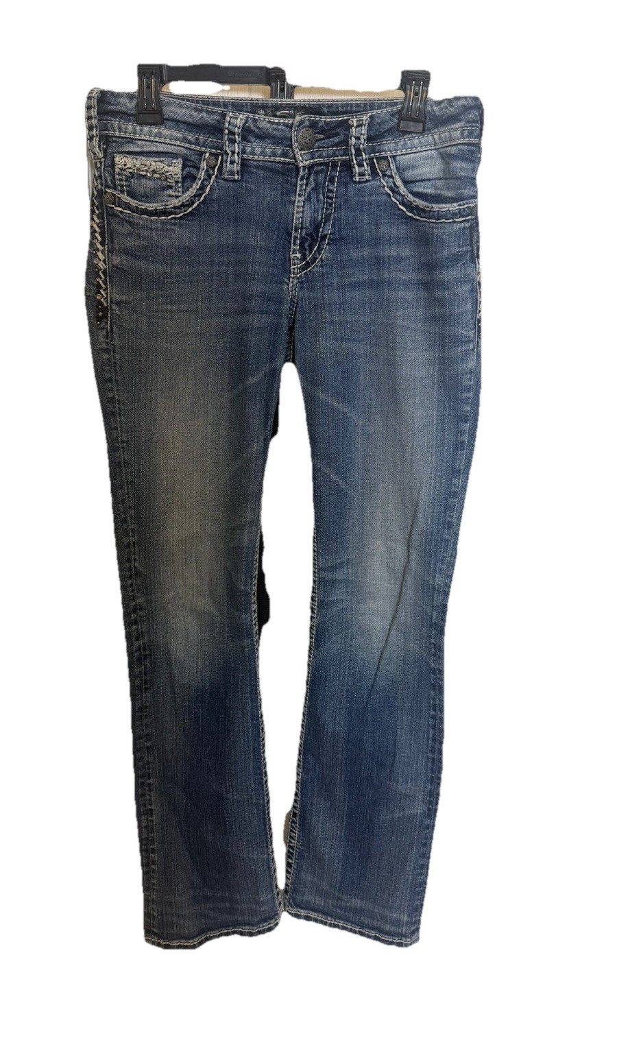 Silver Suki Bootcut Jeans Womens W28 L33 Medium Wash Embroidered