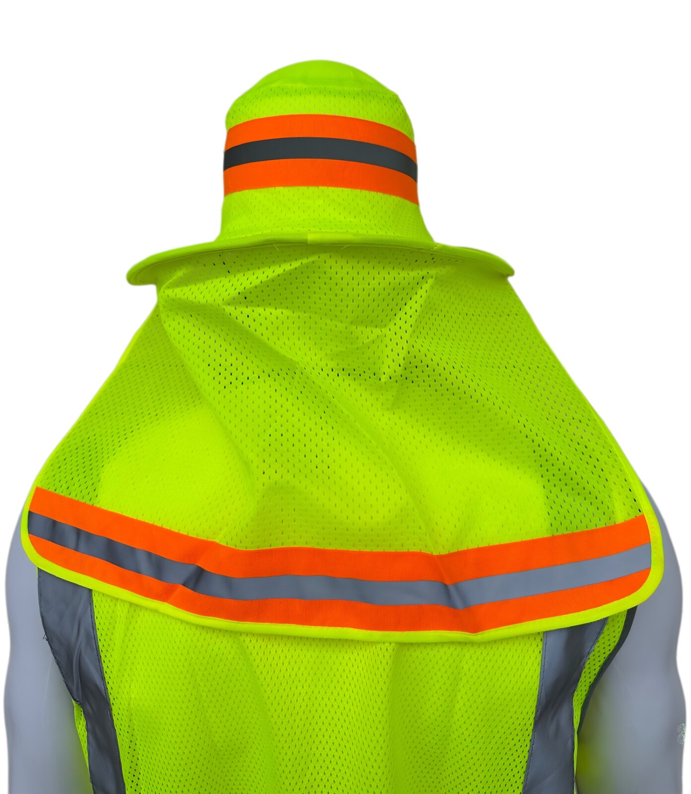 Hi Vis Reflective Work Safety Neck Flap Boonie Hat Yellow Bucket Cap