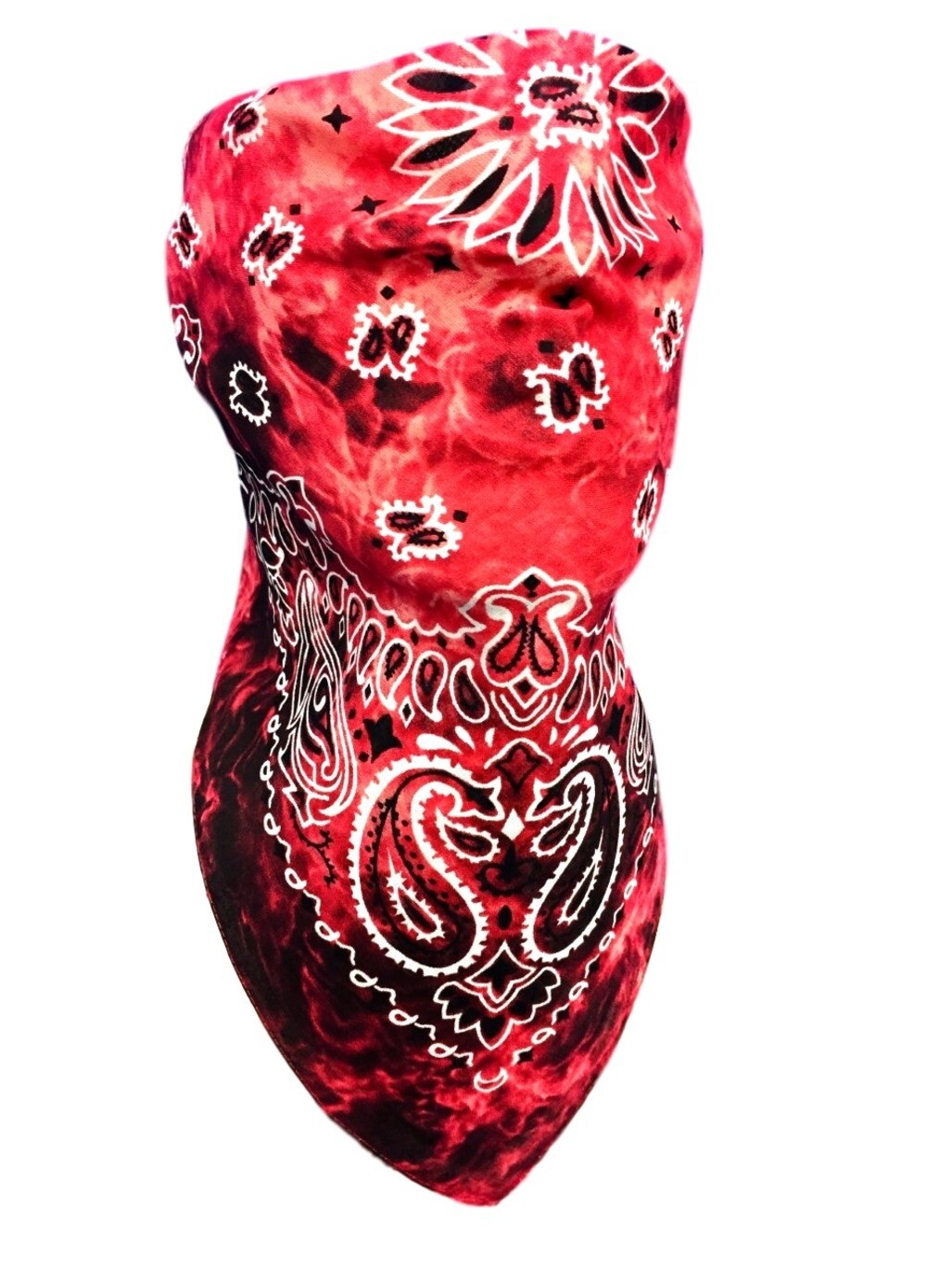 VELCRO®Brand ADJUSTABLE RED TIE DYE PAISLEY FACE COVER REVERSIBLE NECK BANDANA