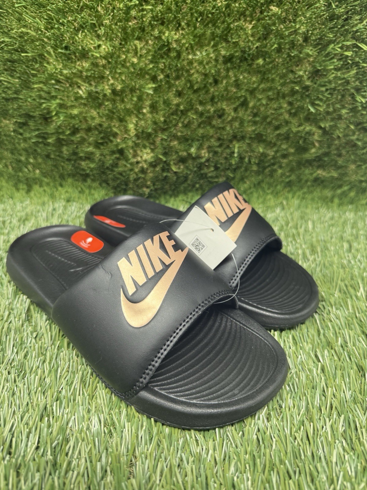 Nike Victori One Slide CN9677 001 Black Red Bronze Sandals Shoes Womens 7