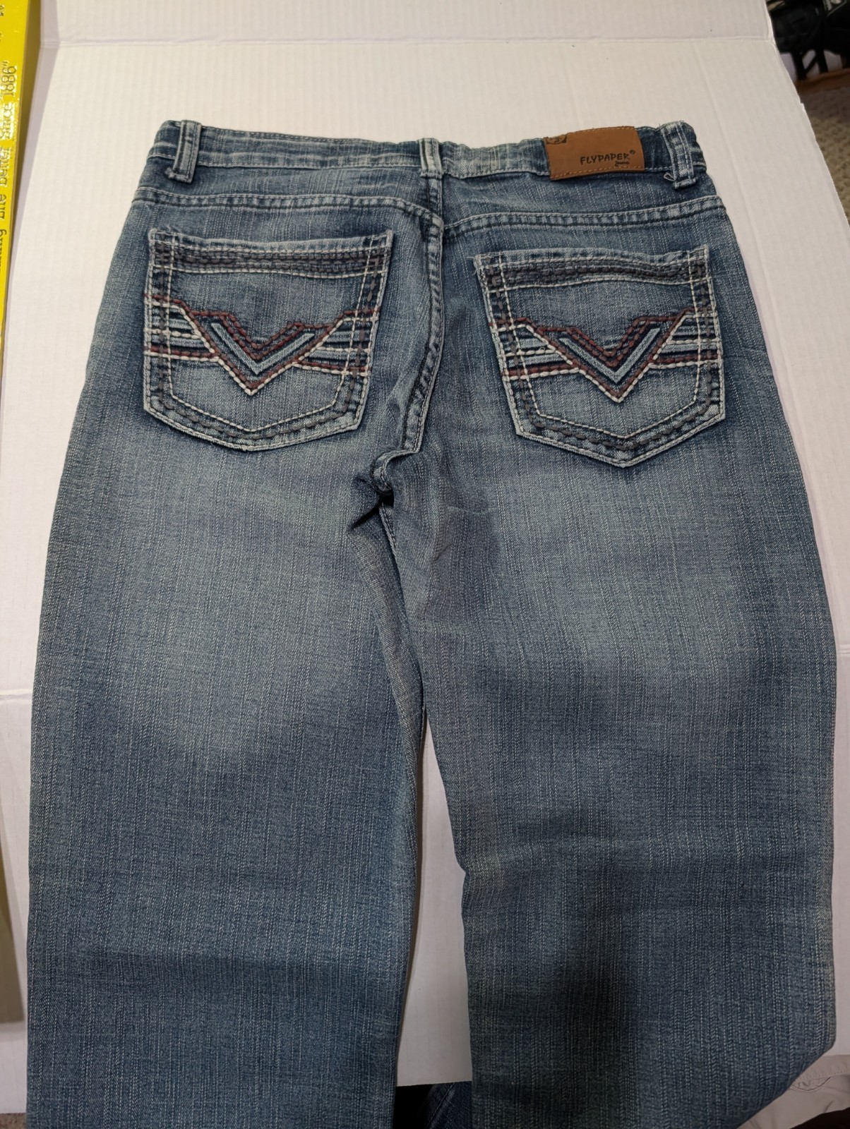 FLY PAPER Straight Mid Rise Med Wash Blue Denim Jeans Women’s Size 14