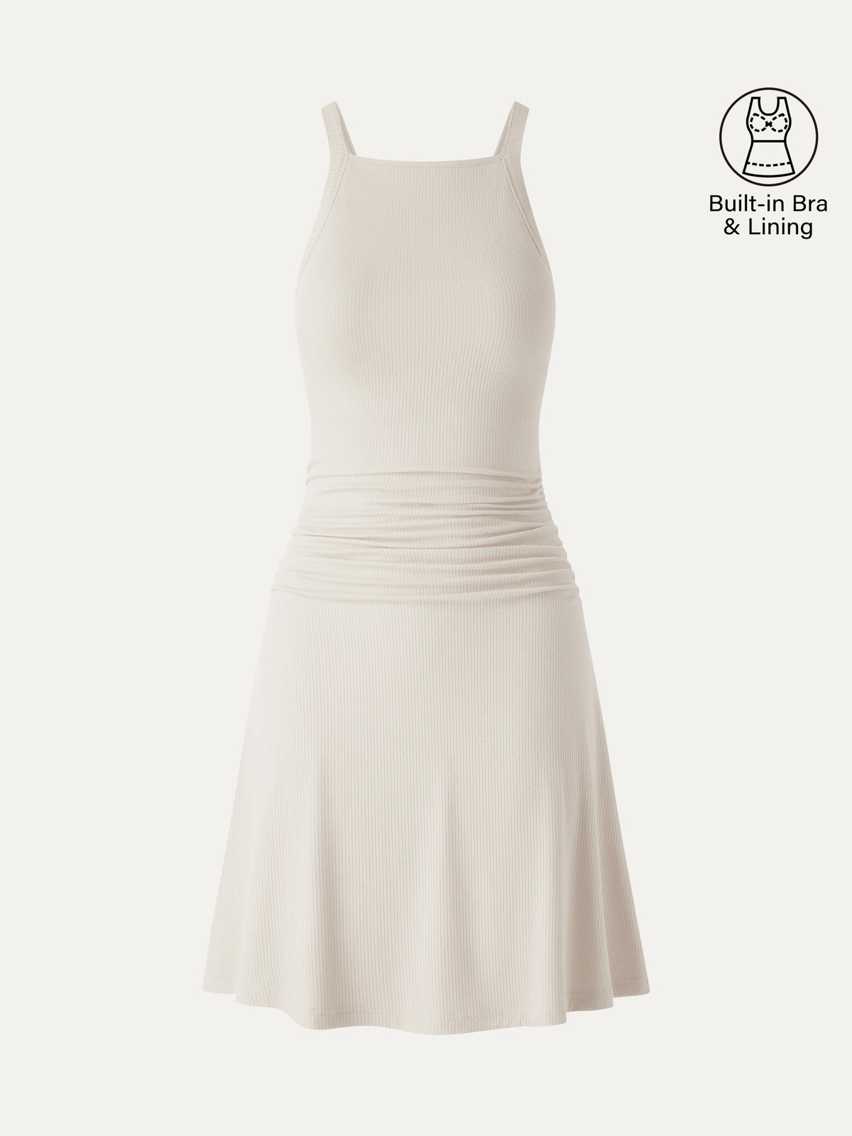 CoolTouch Square Neck Ruched Mini Bra Dress