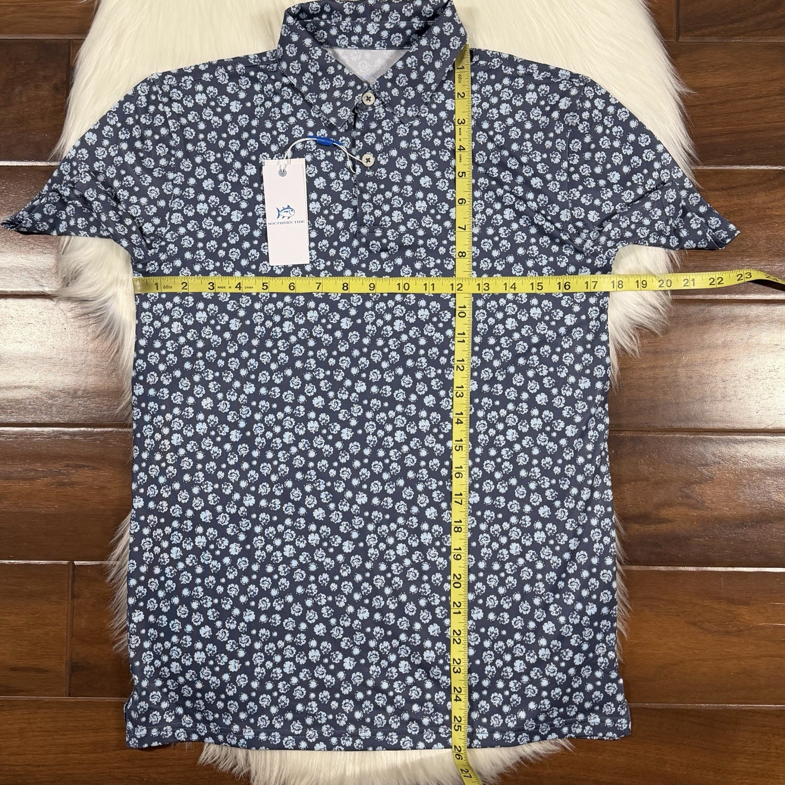Southern Tide Boys Youth Size XL / 16 Light Indigo Patterned Polo Shirt