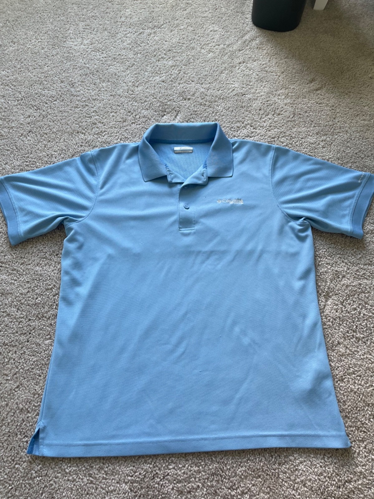 Light blue mens columbia performance fishing gear omni shade shirt large