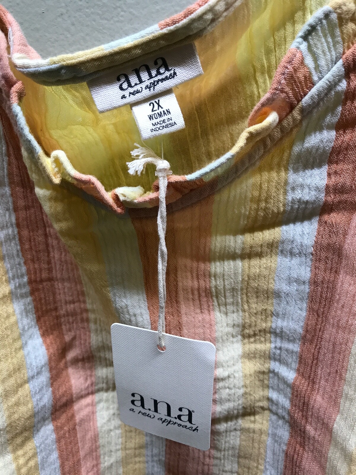 a.n.a womans sleeveless tank top plus size 2X New! genna stripe womens