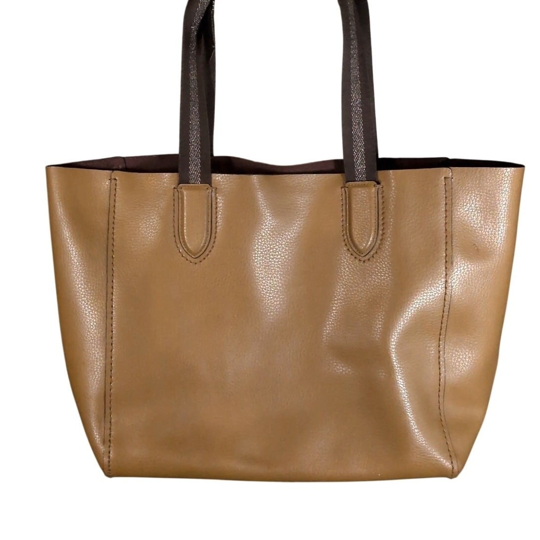 COACH Pebbled Leather Derby Tote Bag Dual Handle Large Tan Brown Handbag F58660