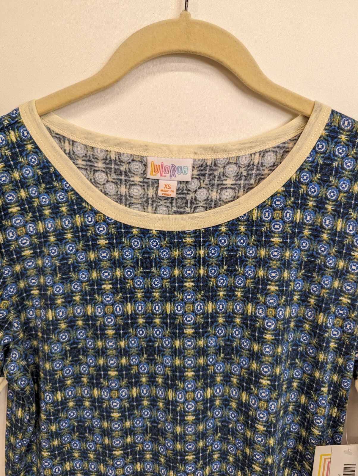 LuLaRoe Julia Blue With Multicolor XS NWT Form Fitting Fit Sz 2-4