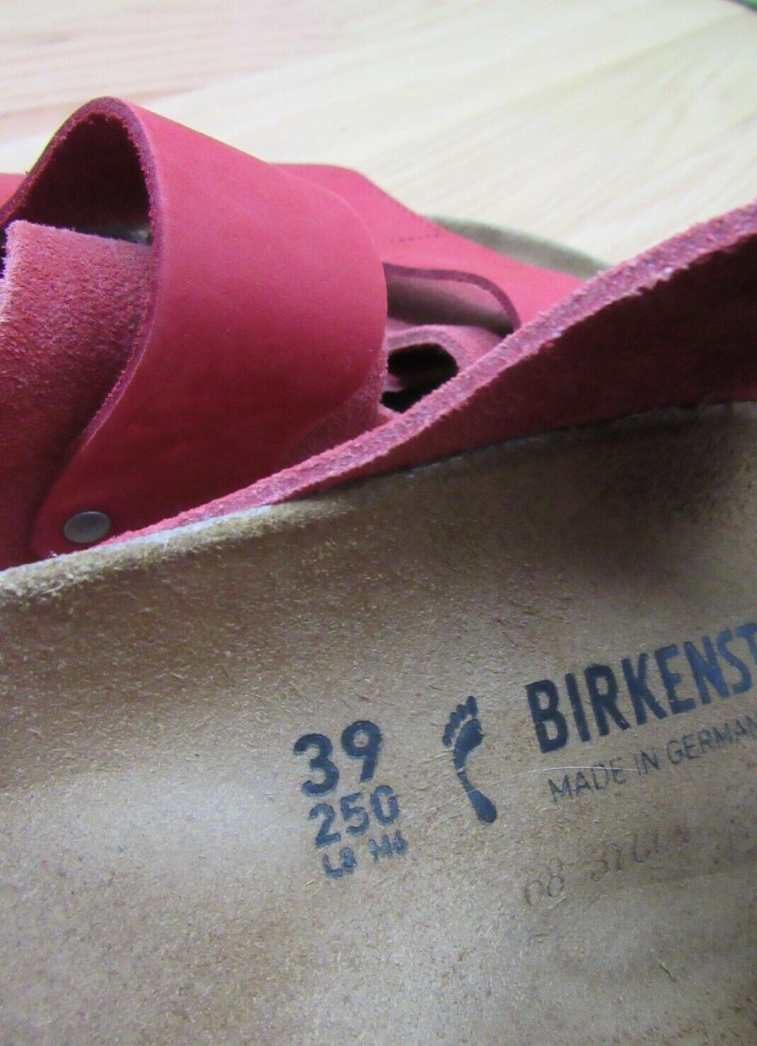 Birkenstock $160 Uji Nubuck-Suede Leather Slides in Sienna Red 39 N