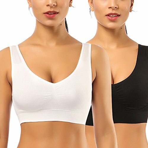 2 Pack Seamless Removable Pads Sleep Bras Yoga Bra Comfort Sports Bras for Women