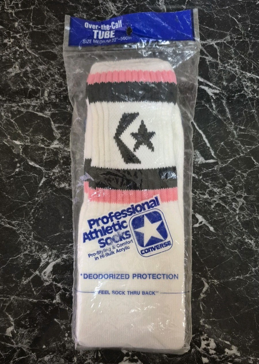 Vintage Converse Socks Over The Calf Tube Medium Size 22inch 56cm Pro Athlete