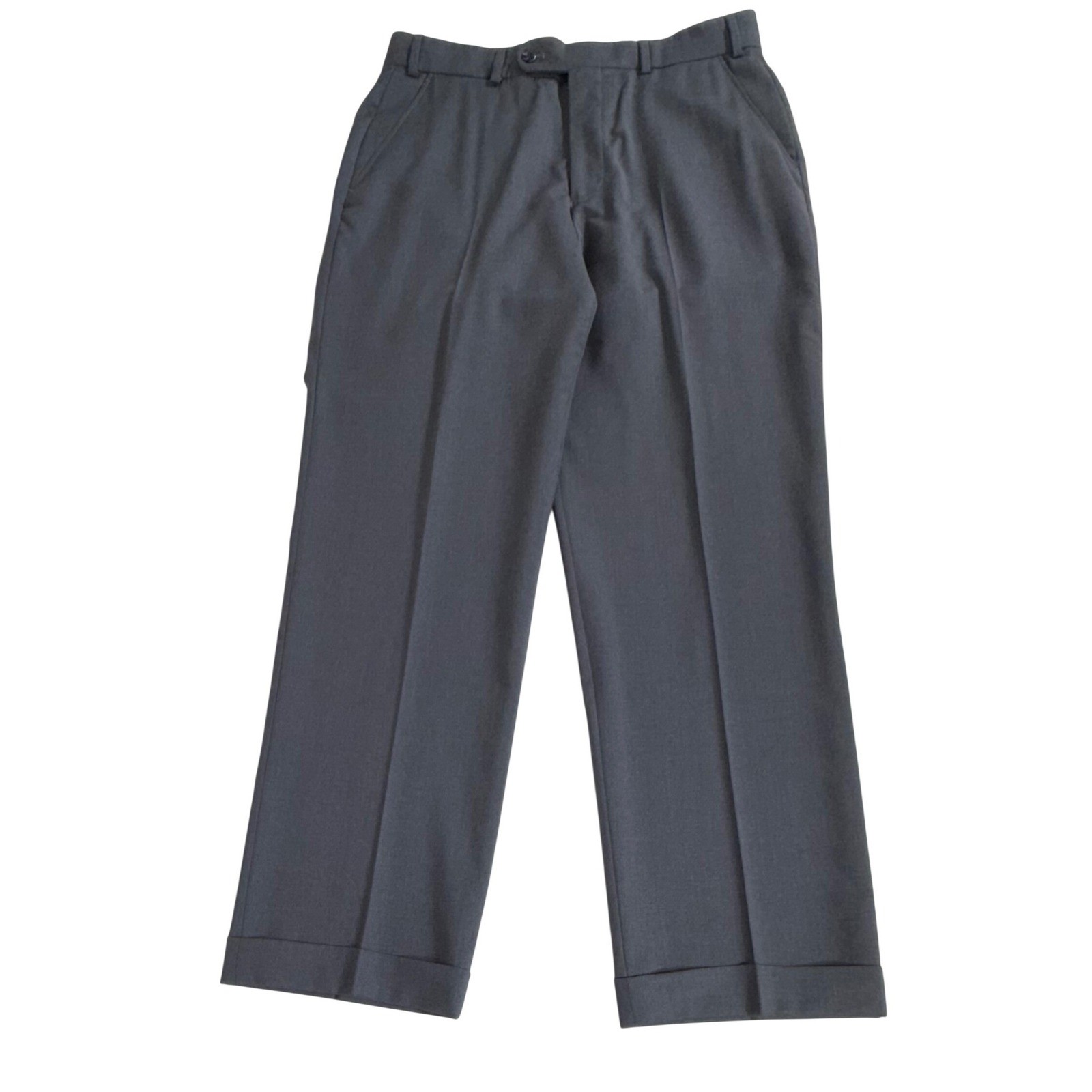 Hiltl Dress Pants 33 (32×31) Charcoal Gray Vaticana Marlane 120s Wool Cuffed