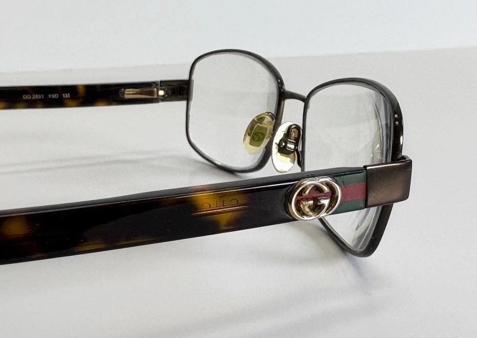 Gucci GG2893 X6D Brown Havana Metal Tortoise Eyeglass Frames Italy 50-15-135