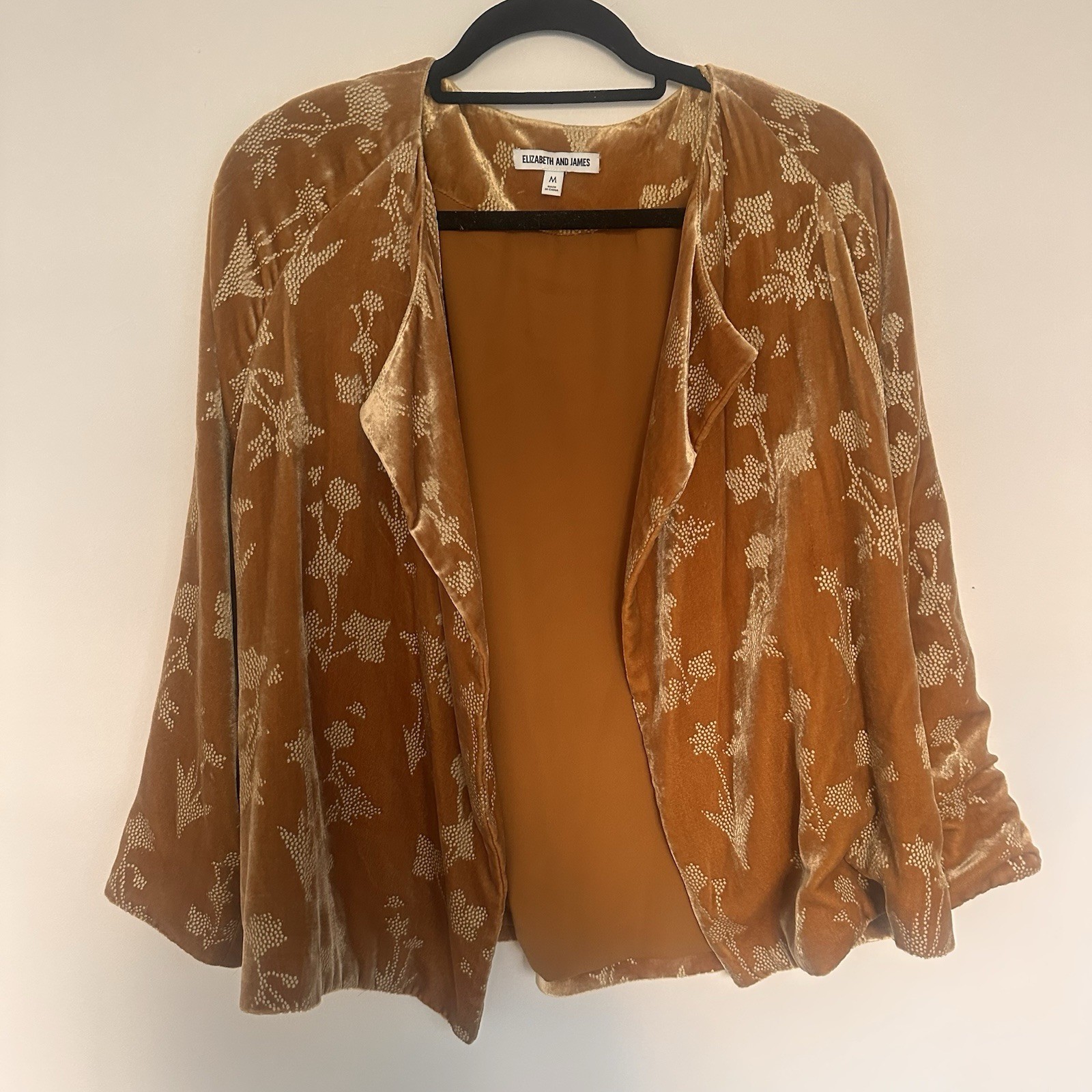 Elizabeth and James “Audrey” Mustard Velvet Velour Women’s Jacket Medium