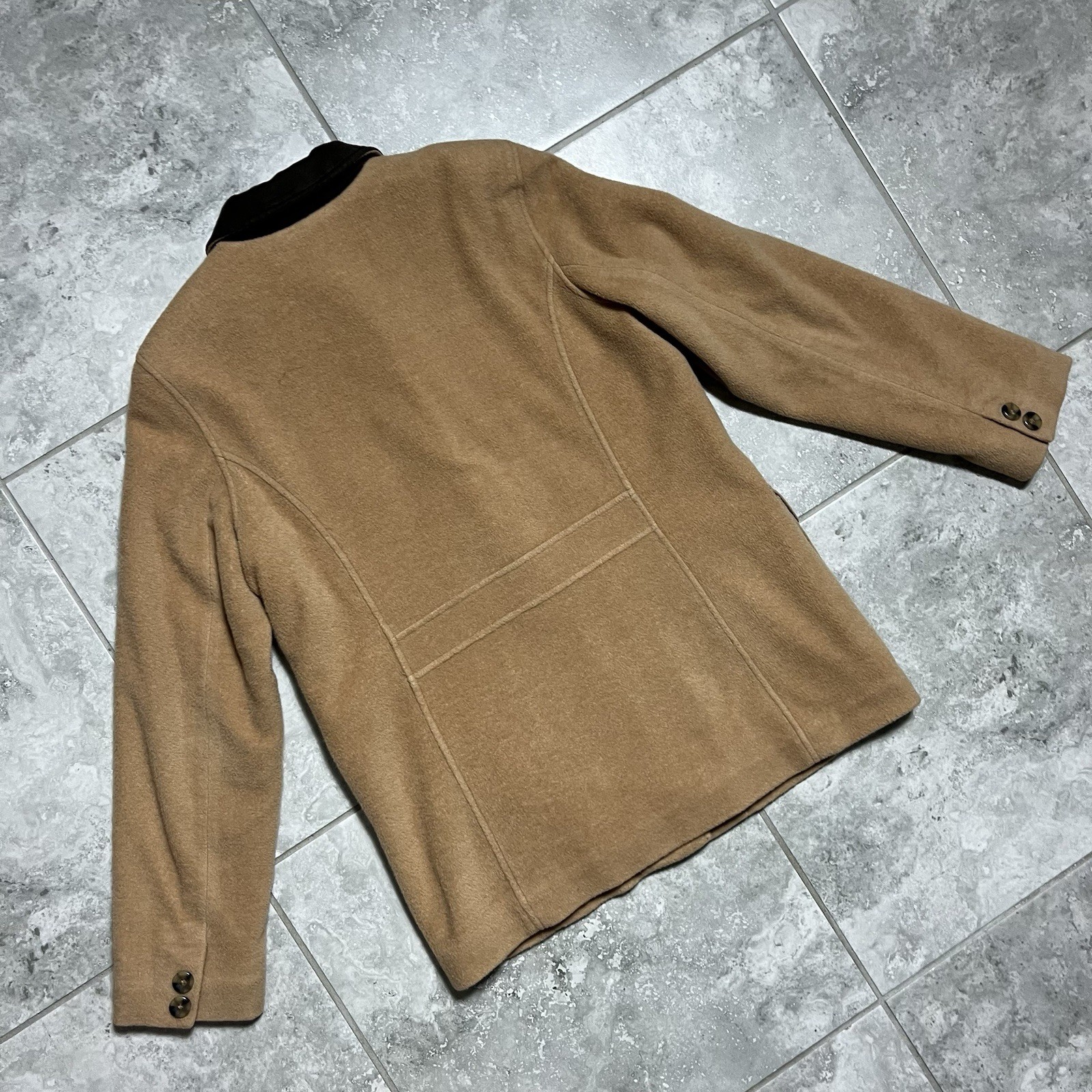 LL Bean Vtg Wool Blend Button Barn Coat Jacket Camel Tan 90s Womens S