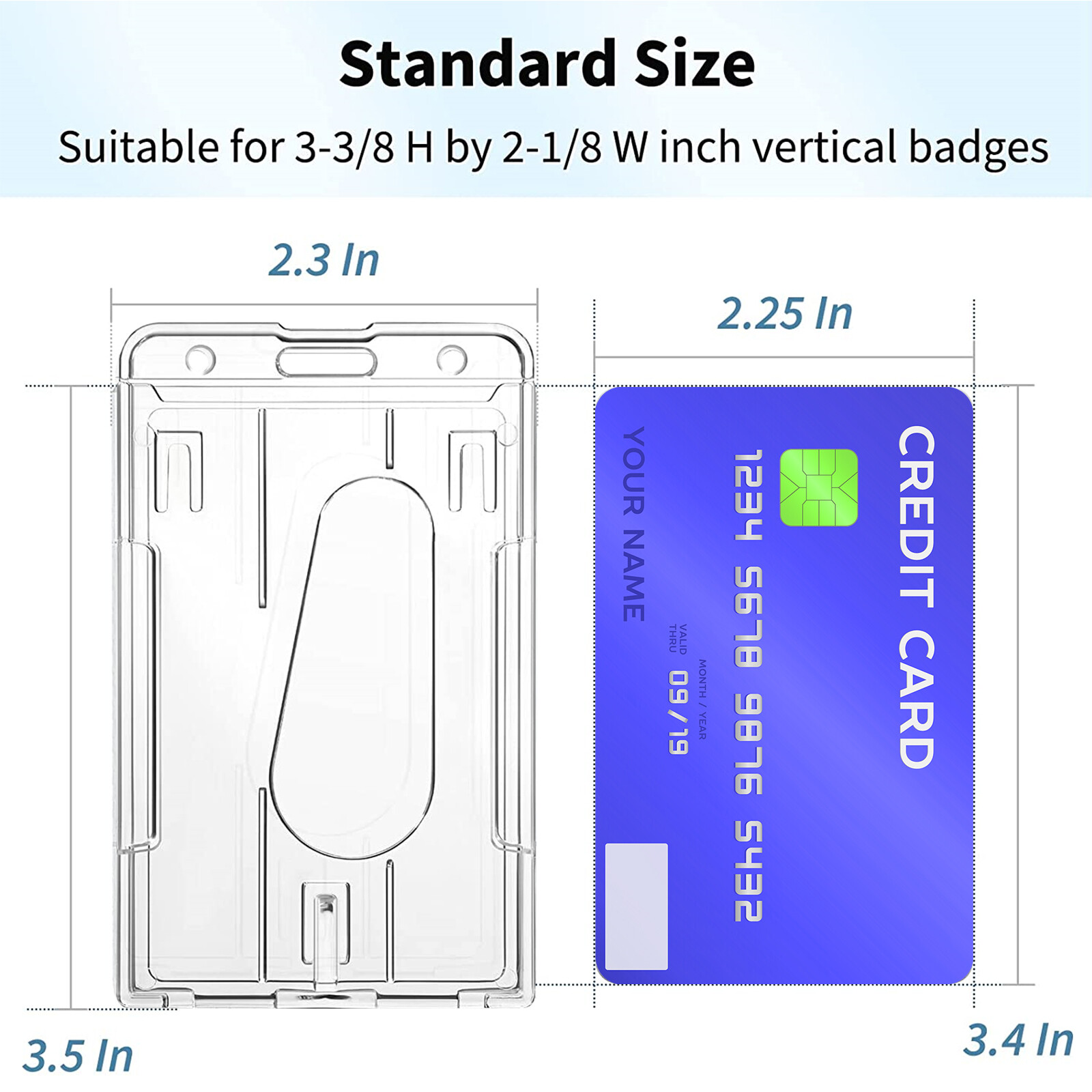 10Pcs Vertical Hard Plastic ID Card Badge Holder Protector for ID Credit Cards
