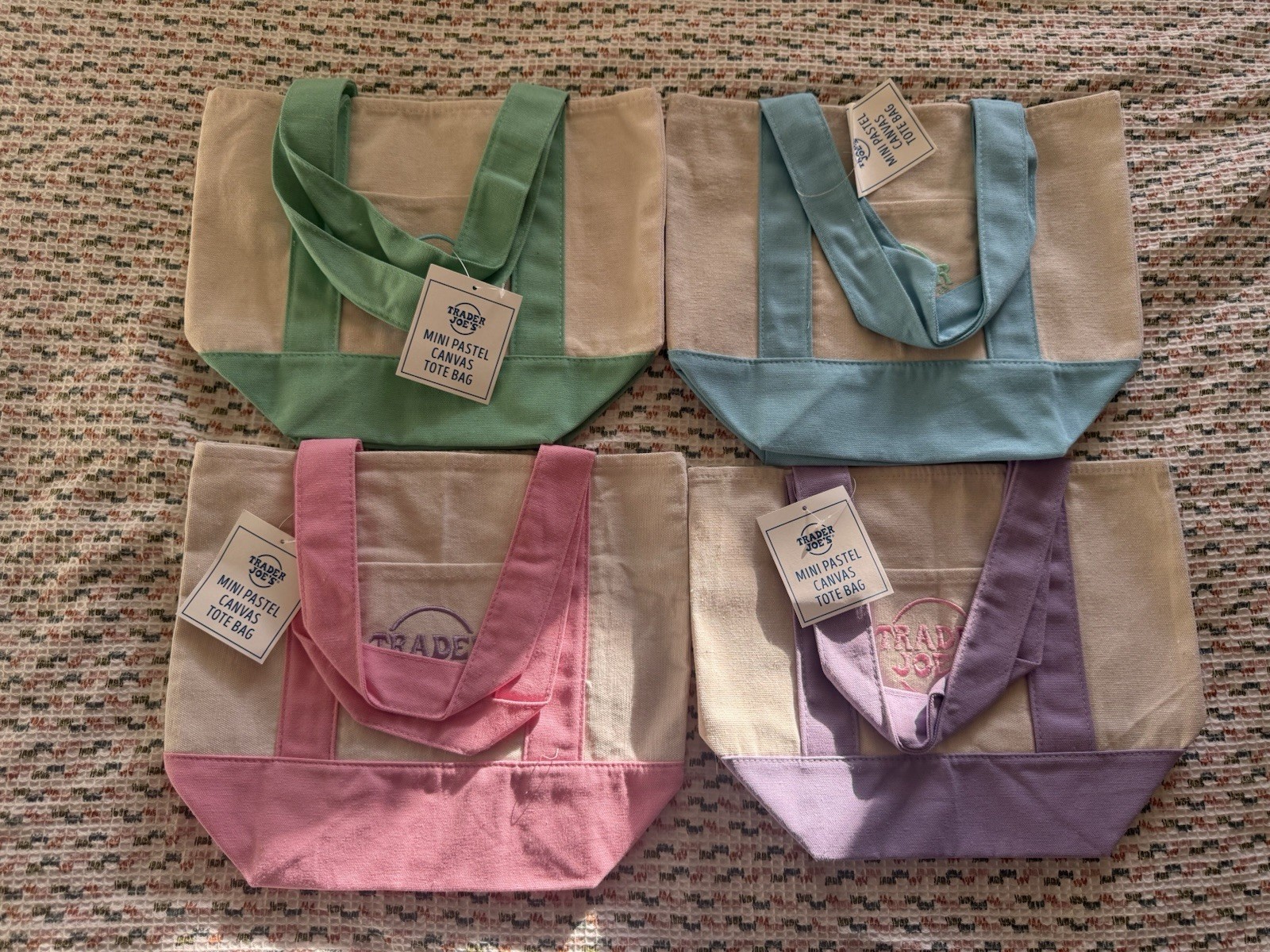 Trader Joe’s Pastel Mini Canvas Totes Set Of 4