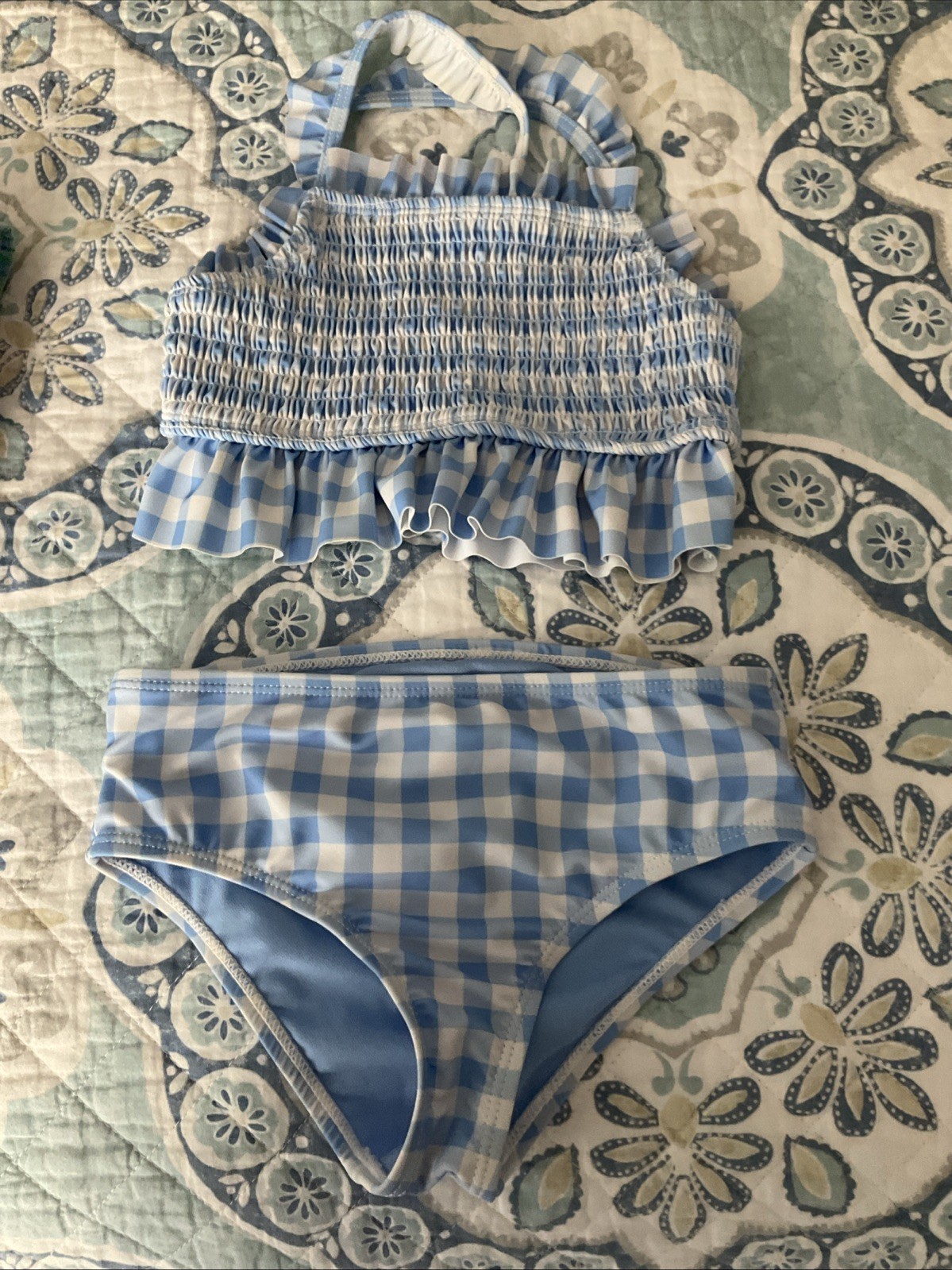 Girl Swimming Suit Bikini Size 5 Tommy Bahama Swim Set 2 Piece Blue White Pink
