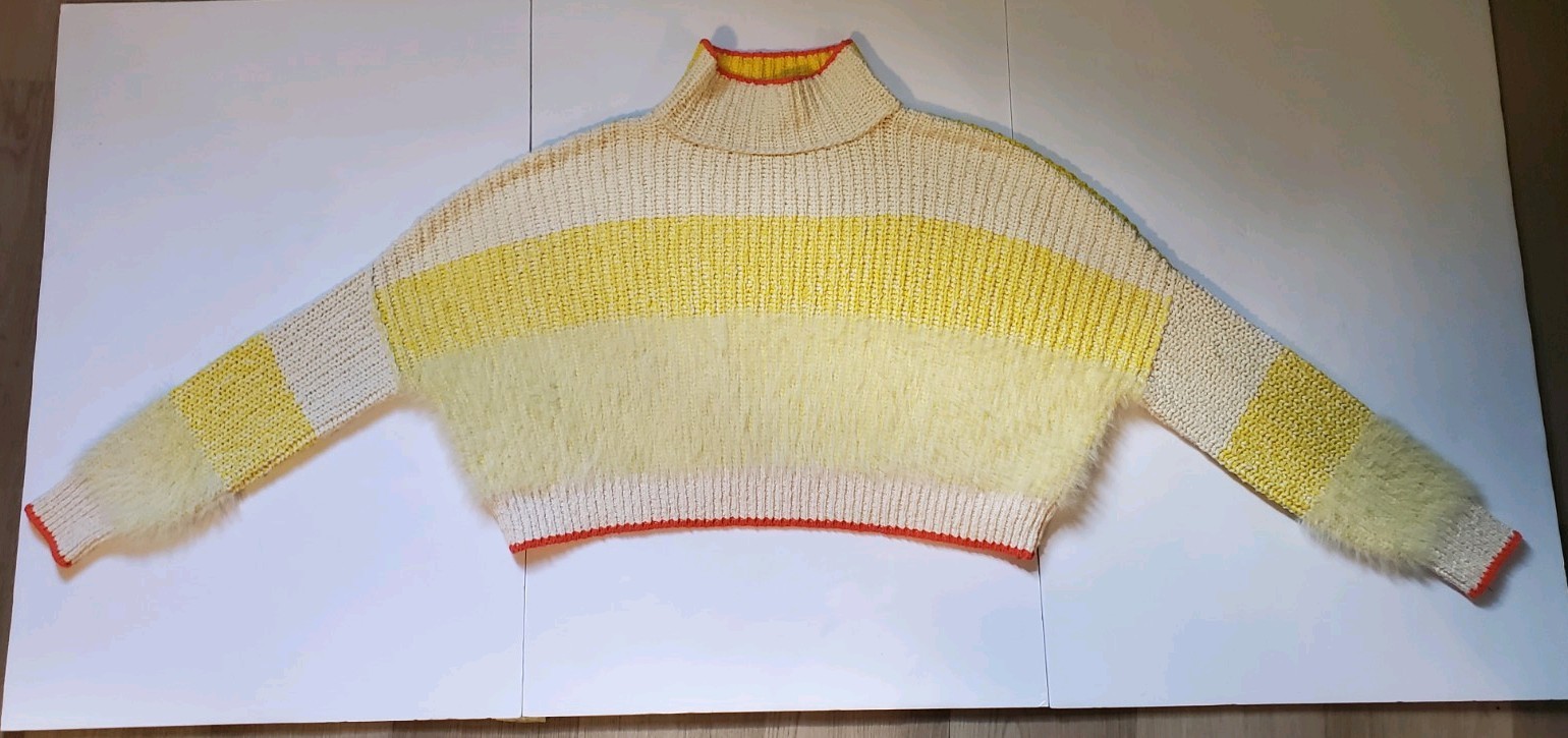 Free People Sunbright Sweater Yellow Colorful Fuzzy Sz M