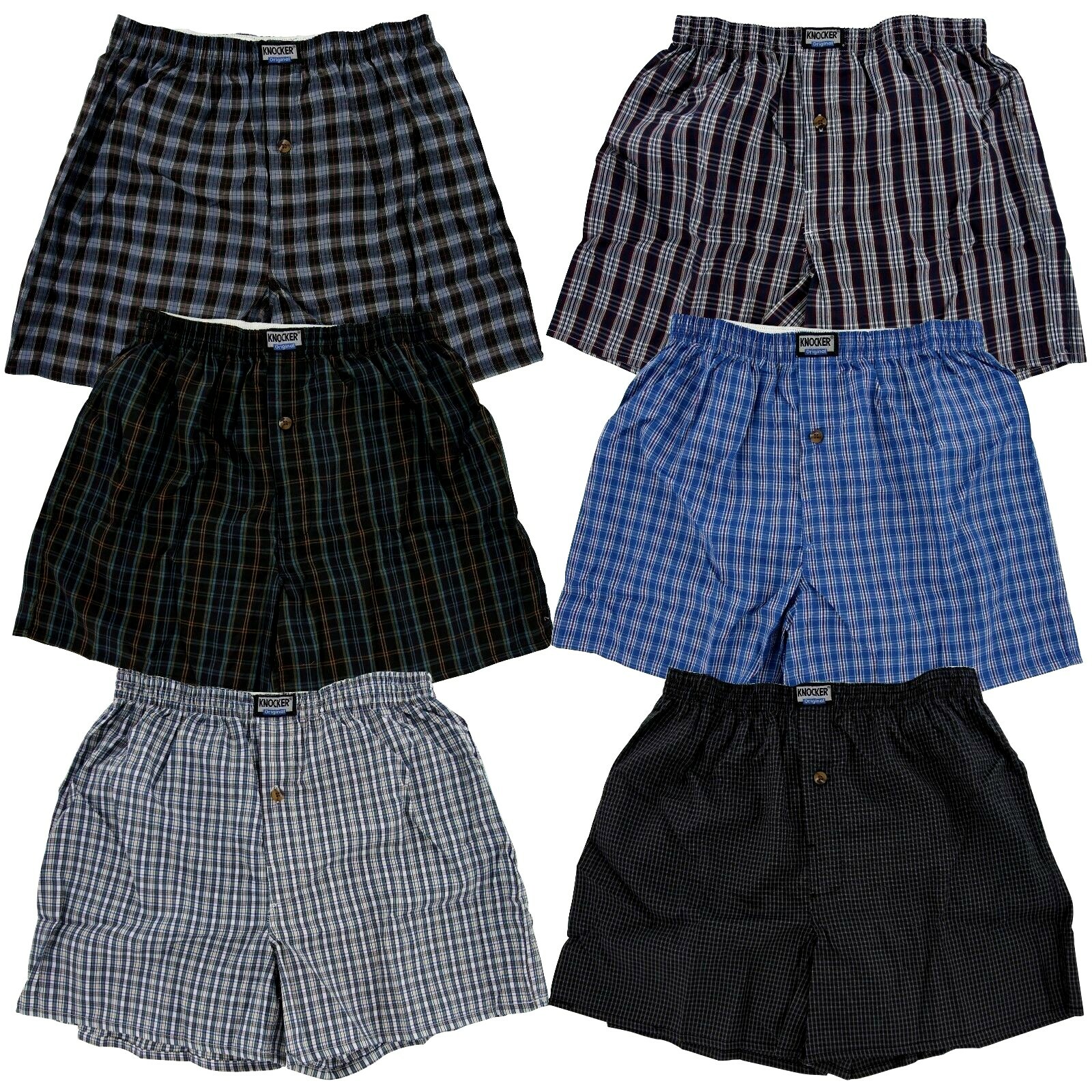 3 6 12 Boxers Men Knocker Boxer Trunk Plaid Checker Shorts Underwear Lot Cotton