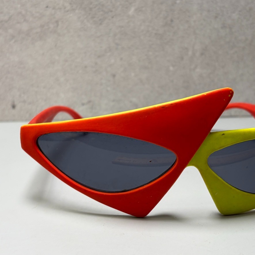 1980s New Wave Futuristic Sunglasses 1989 Orange Yellow Red Funky Punk