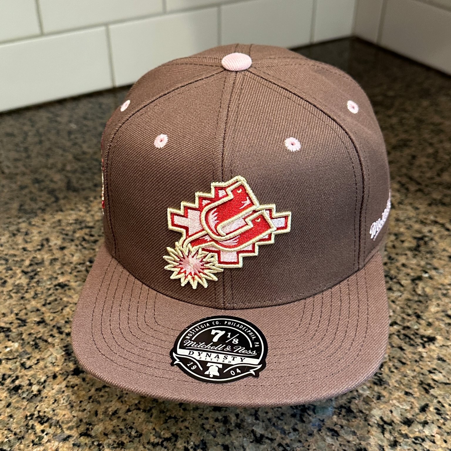 San Antonio Spurs Mitchell & Ness Fitted Hat 7 1/8 Brown Sugar Bacon NBA New