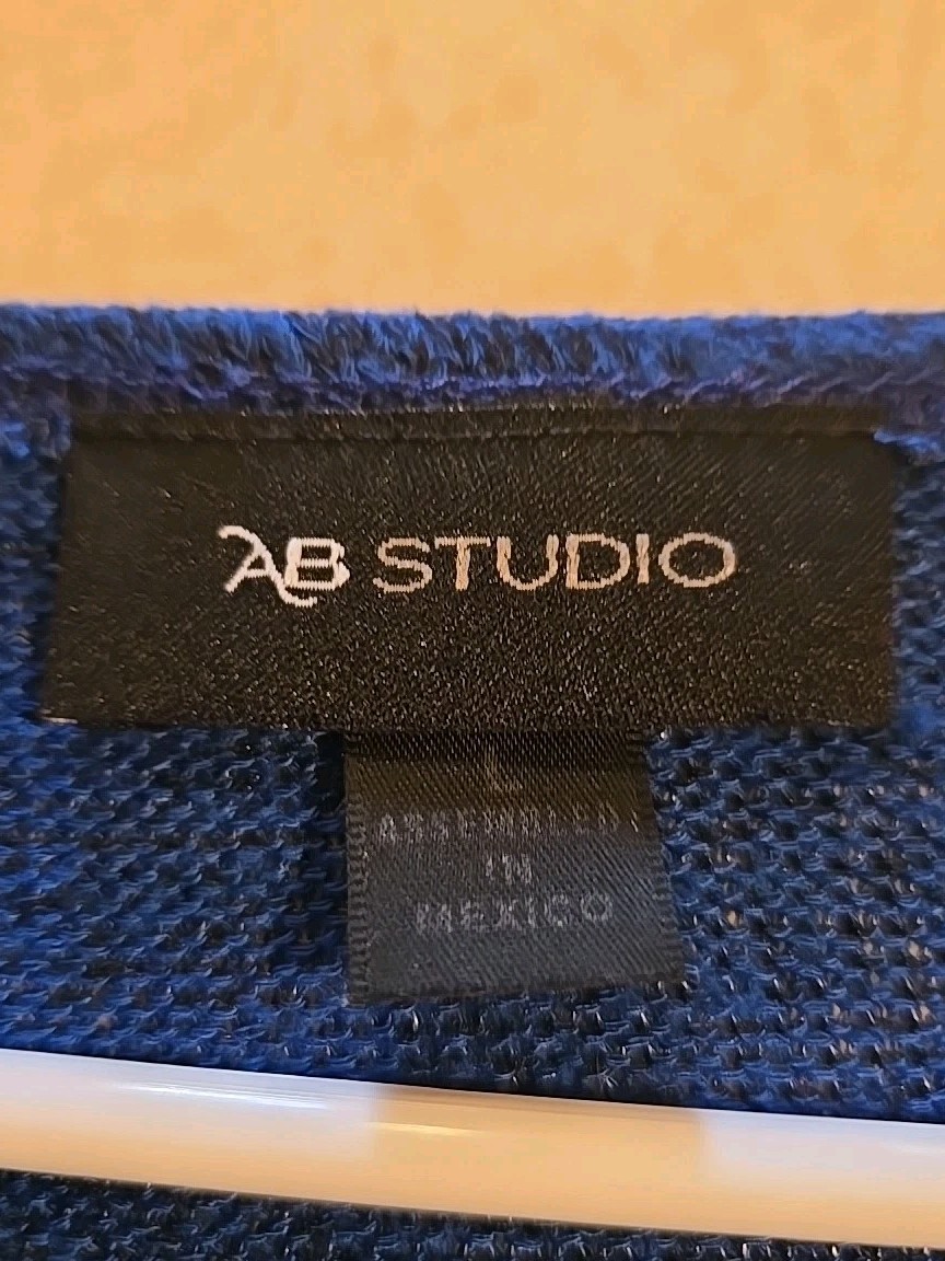 AB Studio Blouse Large Cowl Neck Roll Tab Long Sleeve Shirt Pullover Top Women’s