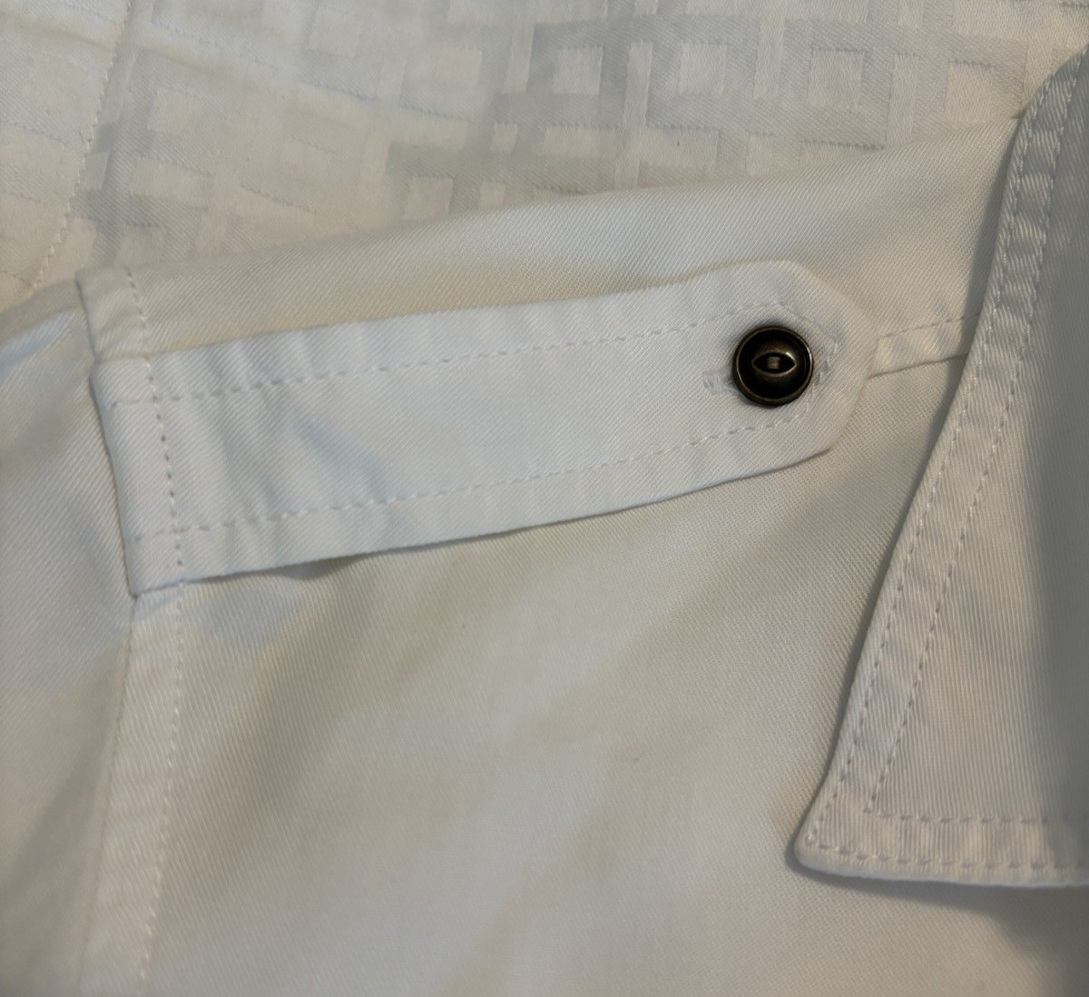 Express Boyfriend Utility Shirt White Oversized Tab Sleeves Size S School