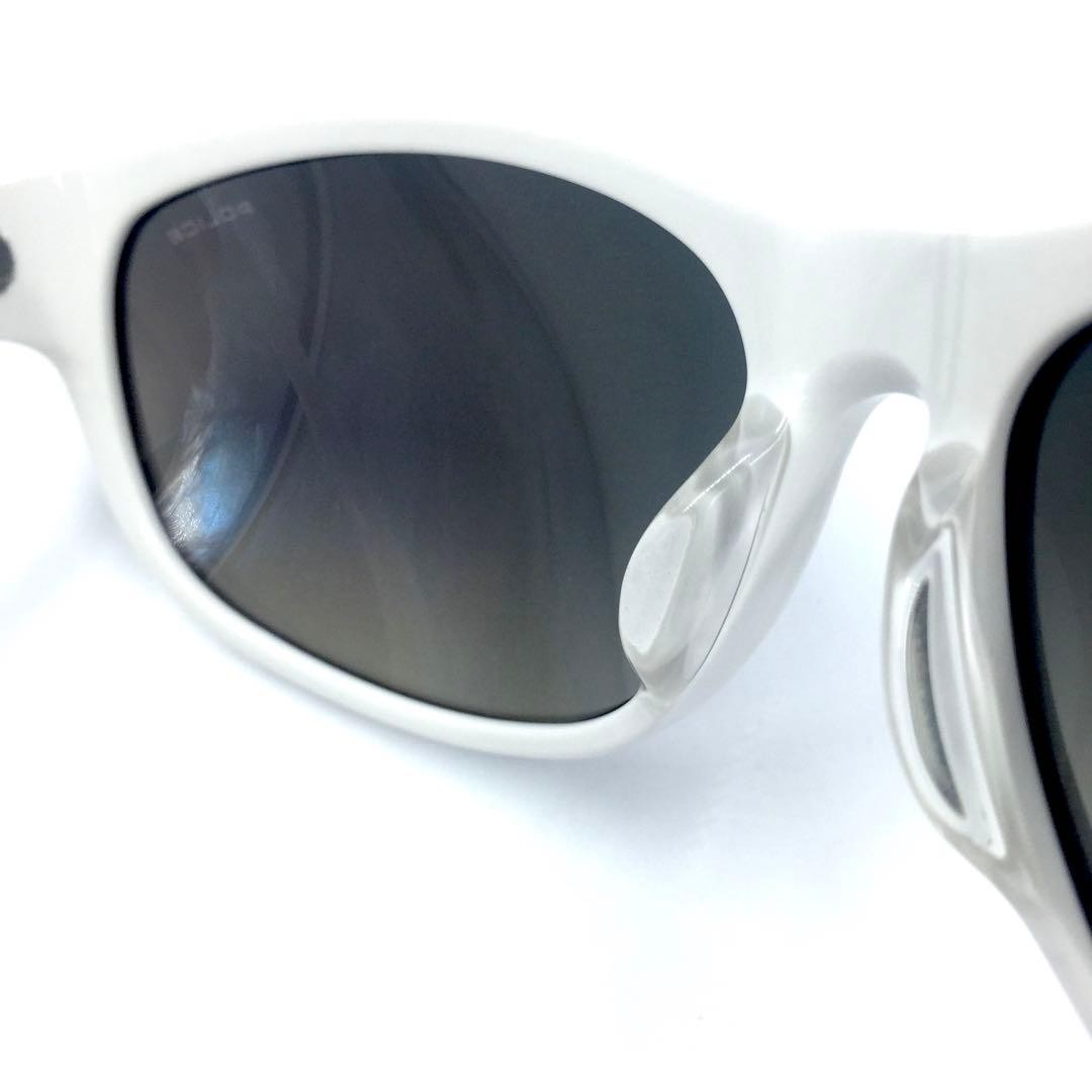 Police SPLC64J White Sunglasses Blue Mirror Lens Unisex Used