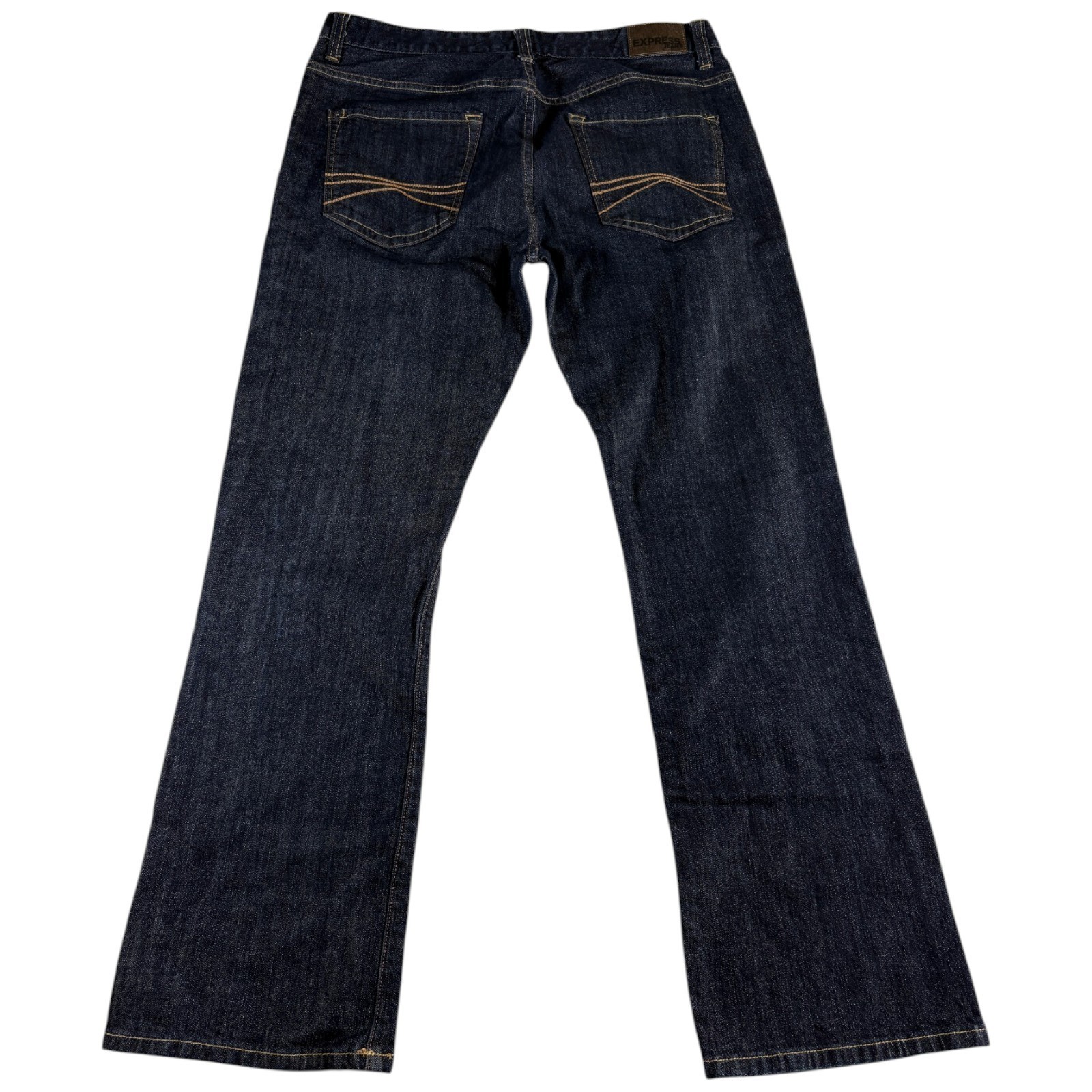 Express Blake Loose Fit Bootcut Jeans Mens 36×34 Blue Denim Stretch Low Rise