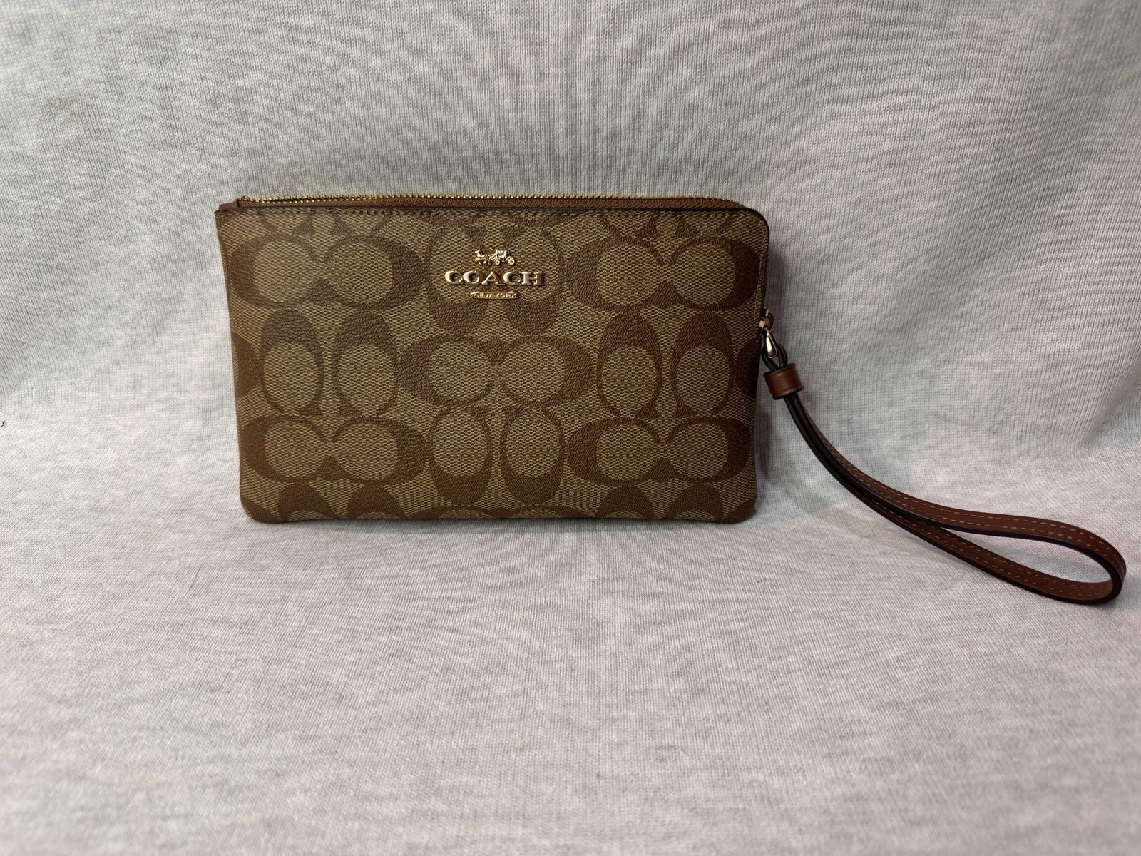 Coach Large Corner Zip Wristlet in Signature Coated Canvas