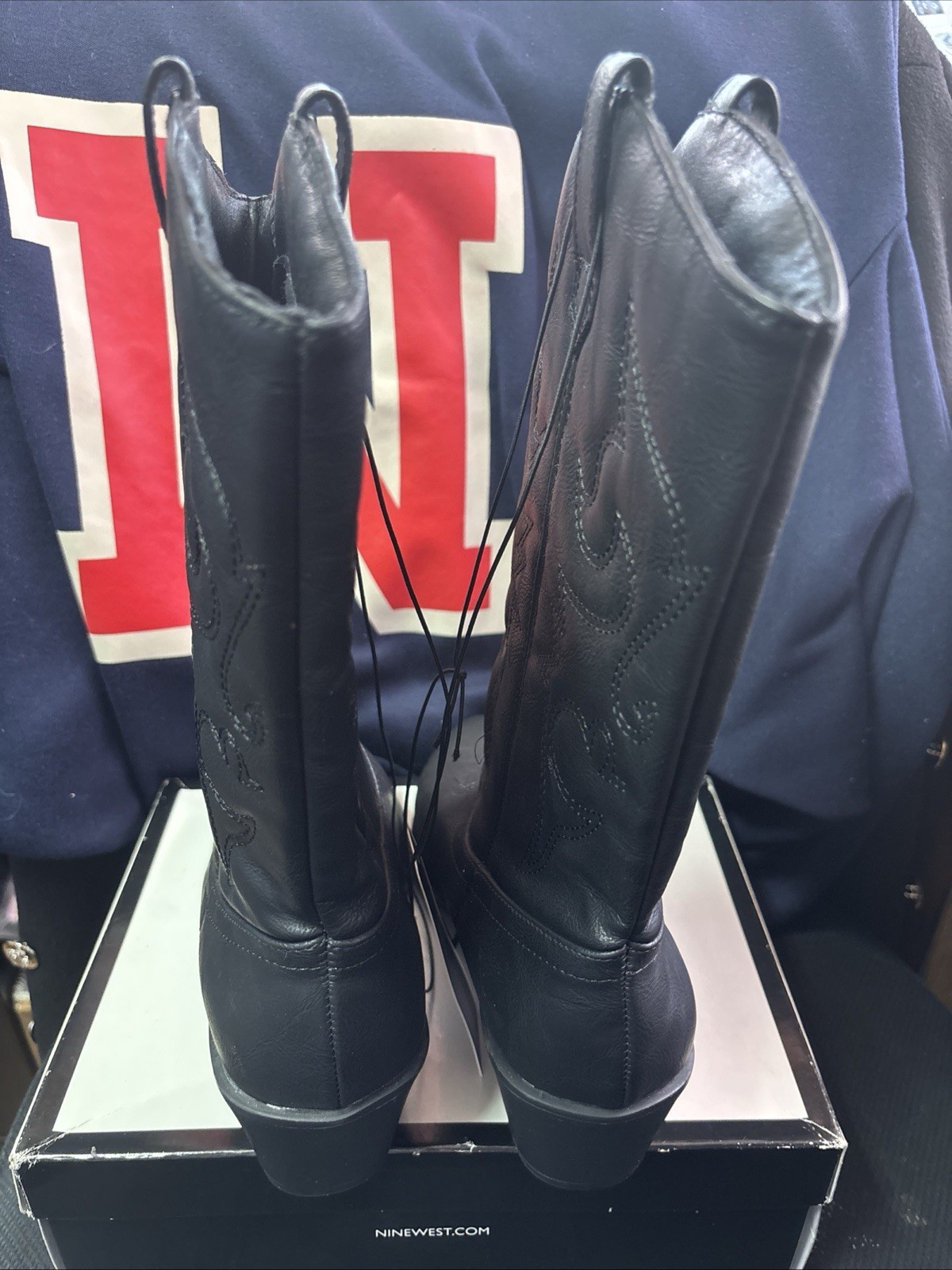 New Charles Albert Women’s 100% Vegan Leather Western Black Boots Yeehaw Size 9