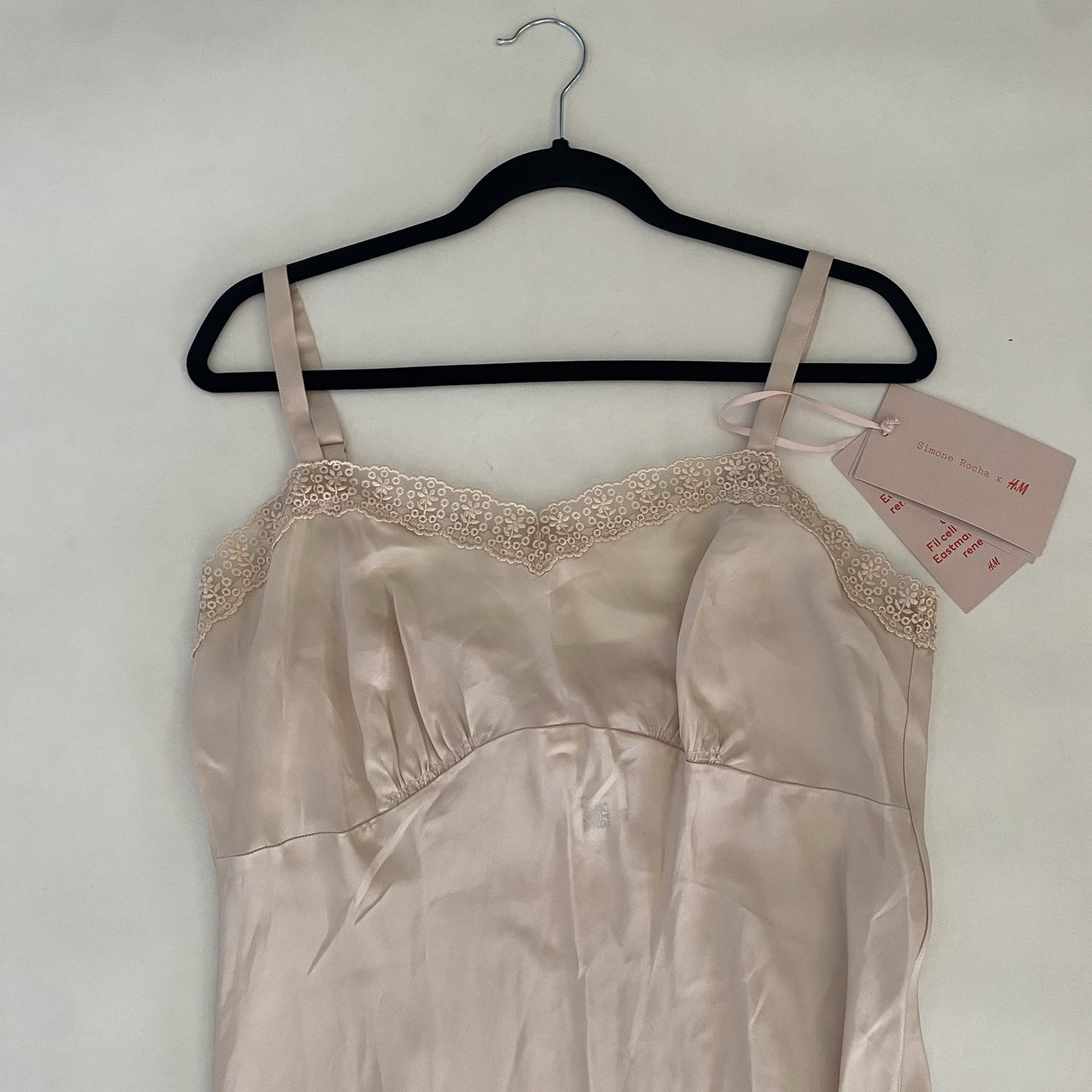 NWT SIMONE ROCHA x H&M Medium Satin Lace Slip Dress Pale Nude Pink NEW