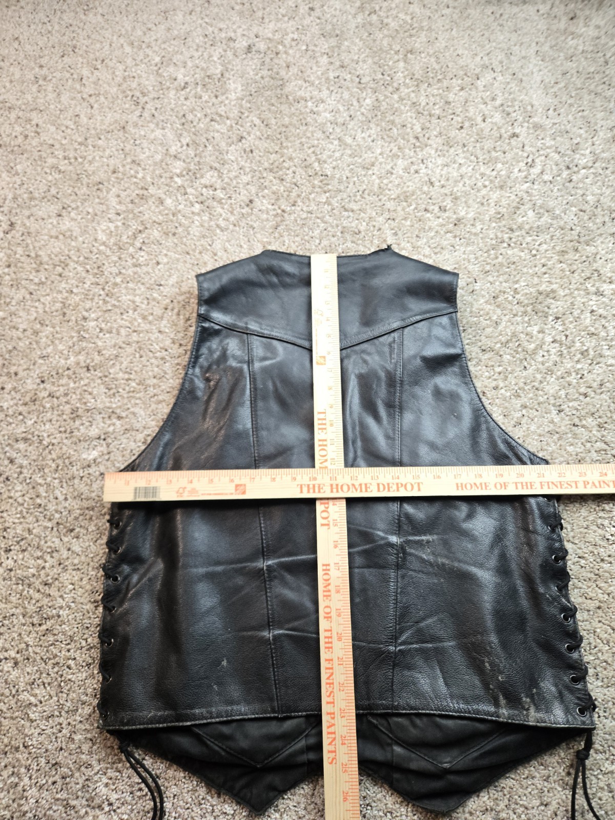 Street & Steel Gunslinger Leather Vest Mens Large Black Snap Front Lace Up