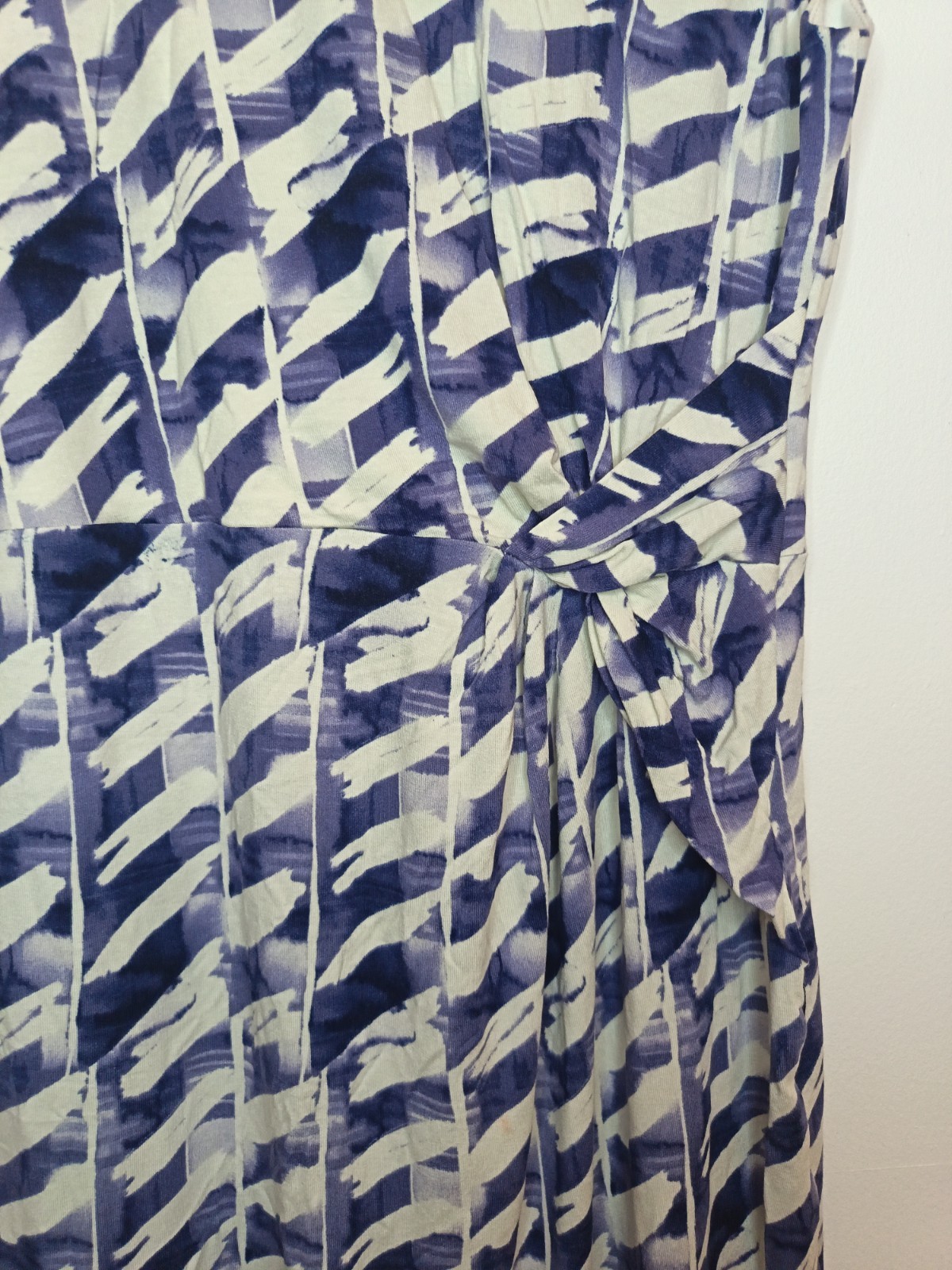 M&Co Blue White Patterned Colourful Knee Length Summer Day Dress Size 14 Party