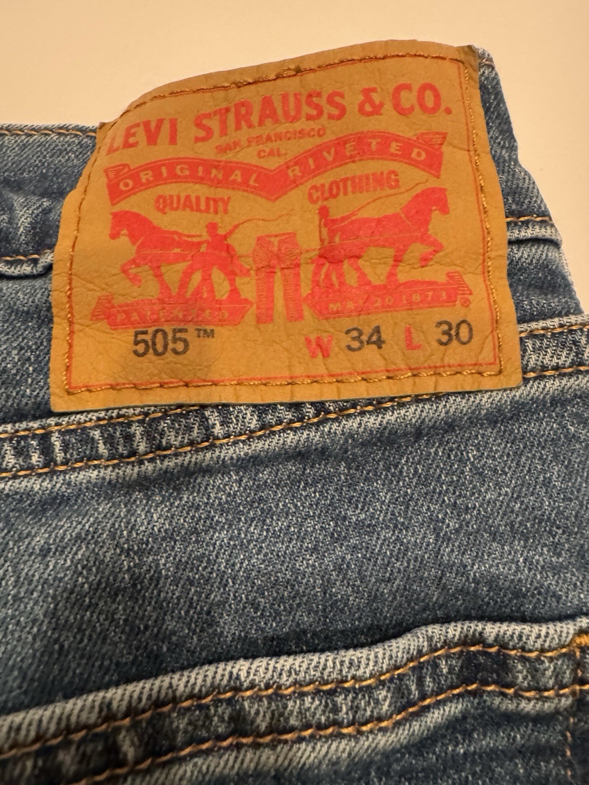 Levi’s 505 Regular Fit Jeans Mens Medium Wash Blue Straight Leg 34×30