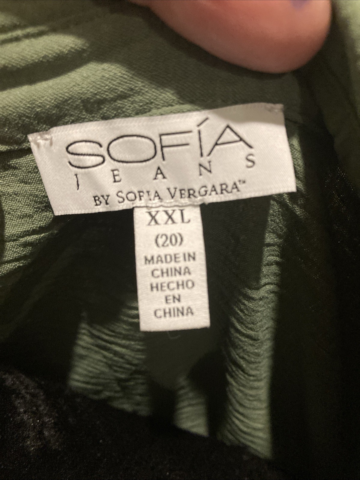 Sofia Jeans By Sophia Vergara~XXL~ Green Top Crop Front Pockets & Long Sleeves