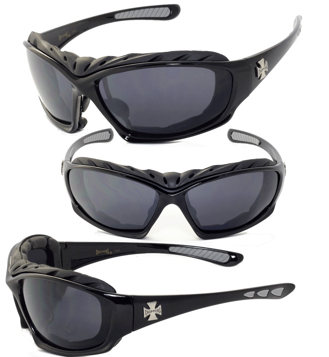 2 PAIR COMBO Chopper Padded Wind Resistant Sunglasses Motorcycle Riding Glasses