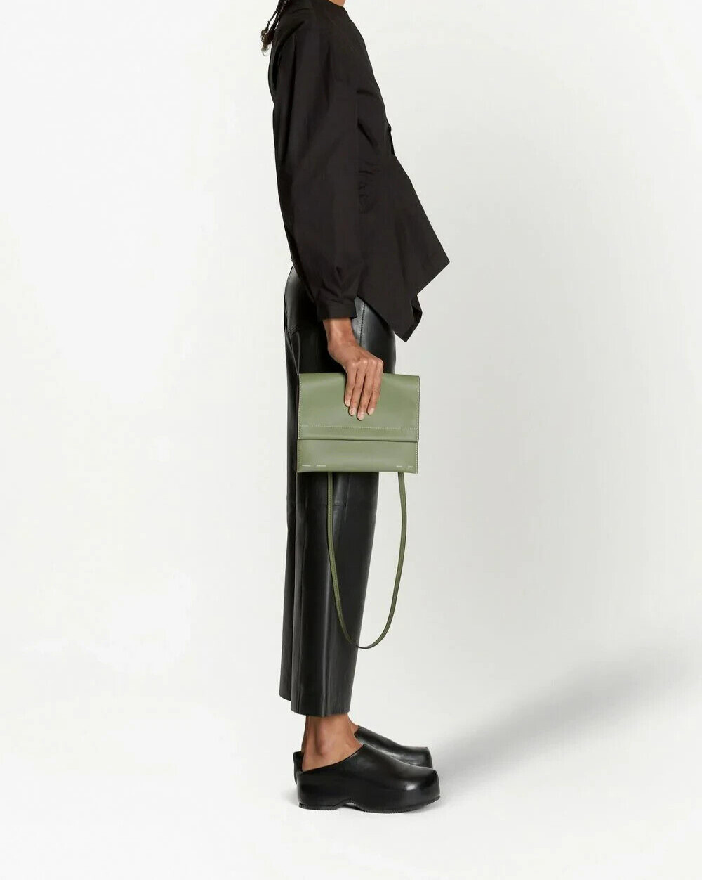 Proenza Schouler White Label Artichoke Green Accordion Flap Shoulder Bag