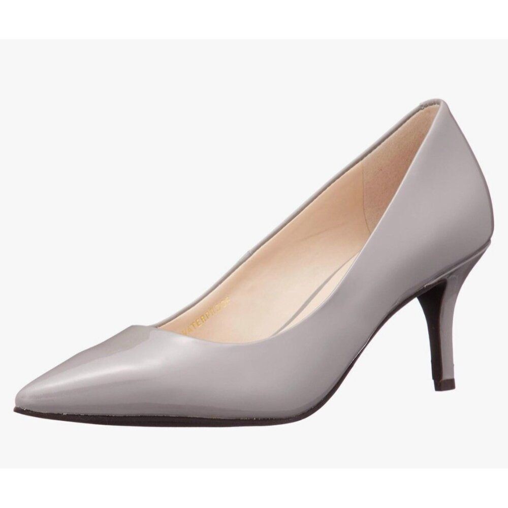 Cole Haan Gray Pointed-Toe Patent Leather Pumps
