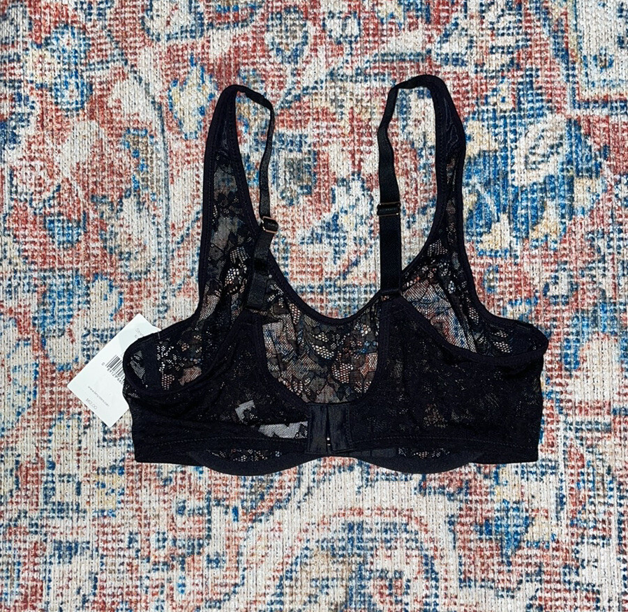 Le Mystere Stretch Lace Unlined Bra In Black SZ US 32C NWT