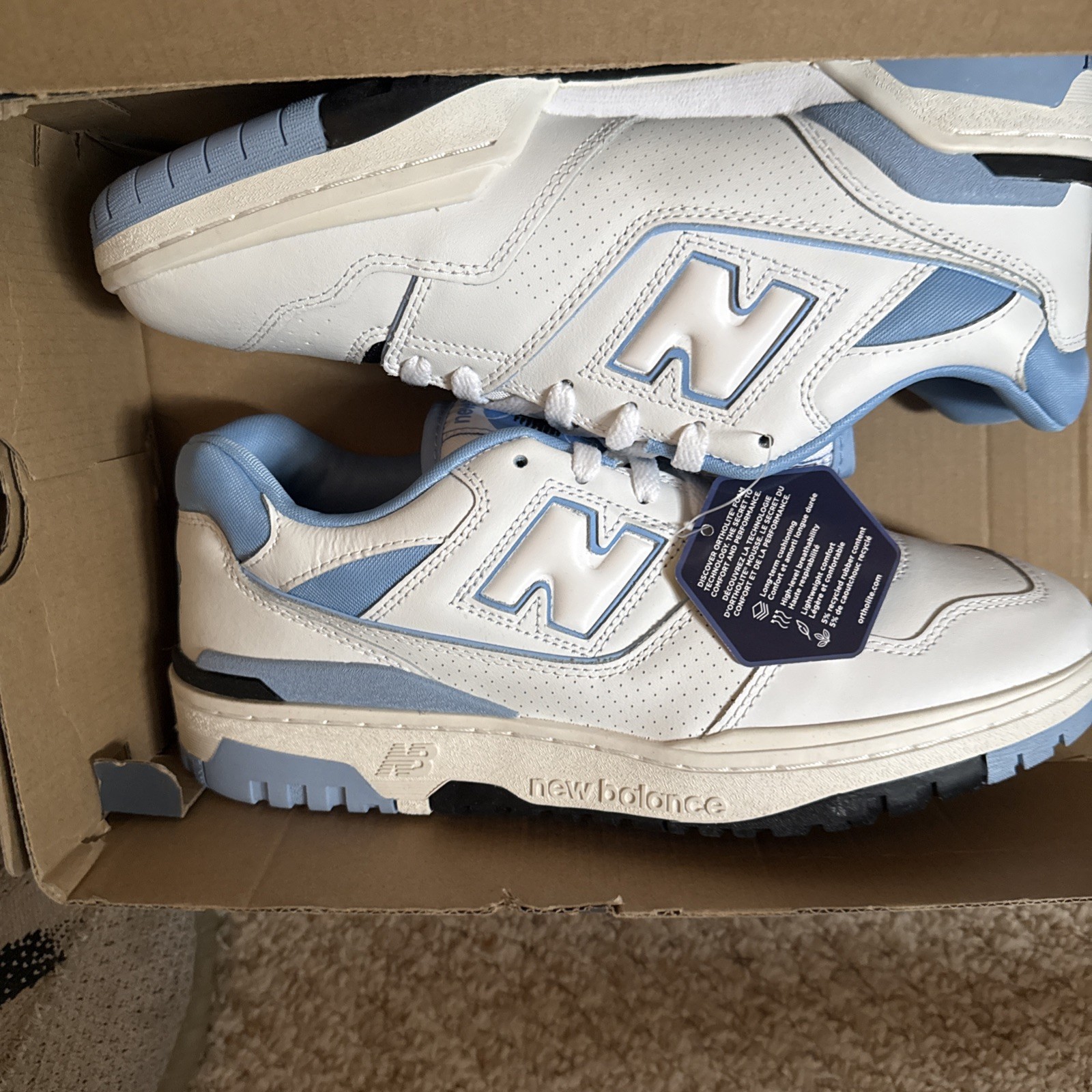 New Balance 550 UNC White University Blue BB550HL1 Size 11 Men’s New Damaged Box