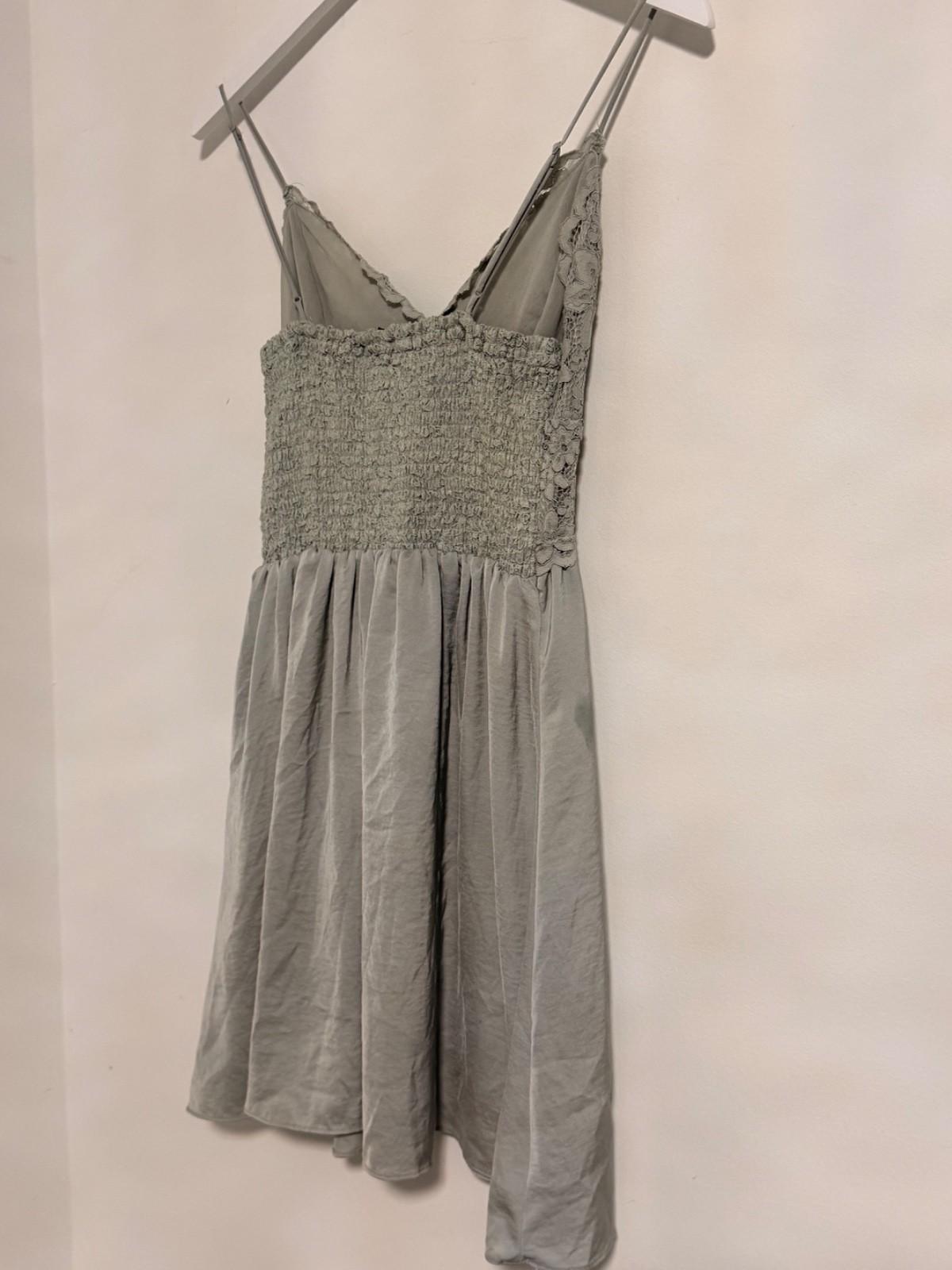 Express Light Sage Green or Sea Foam Lace Top Fit & Flare Size Medium Mini Dress