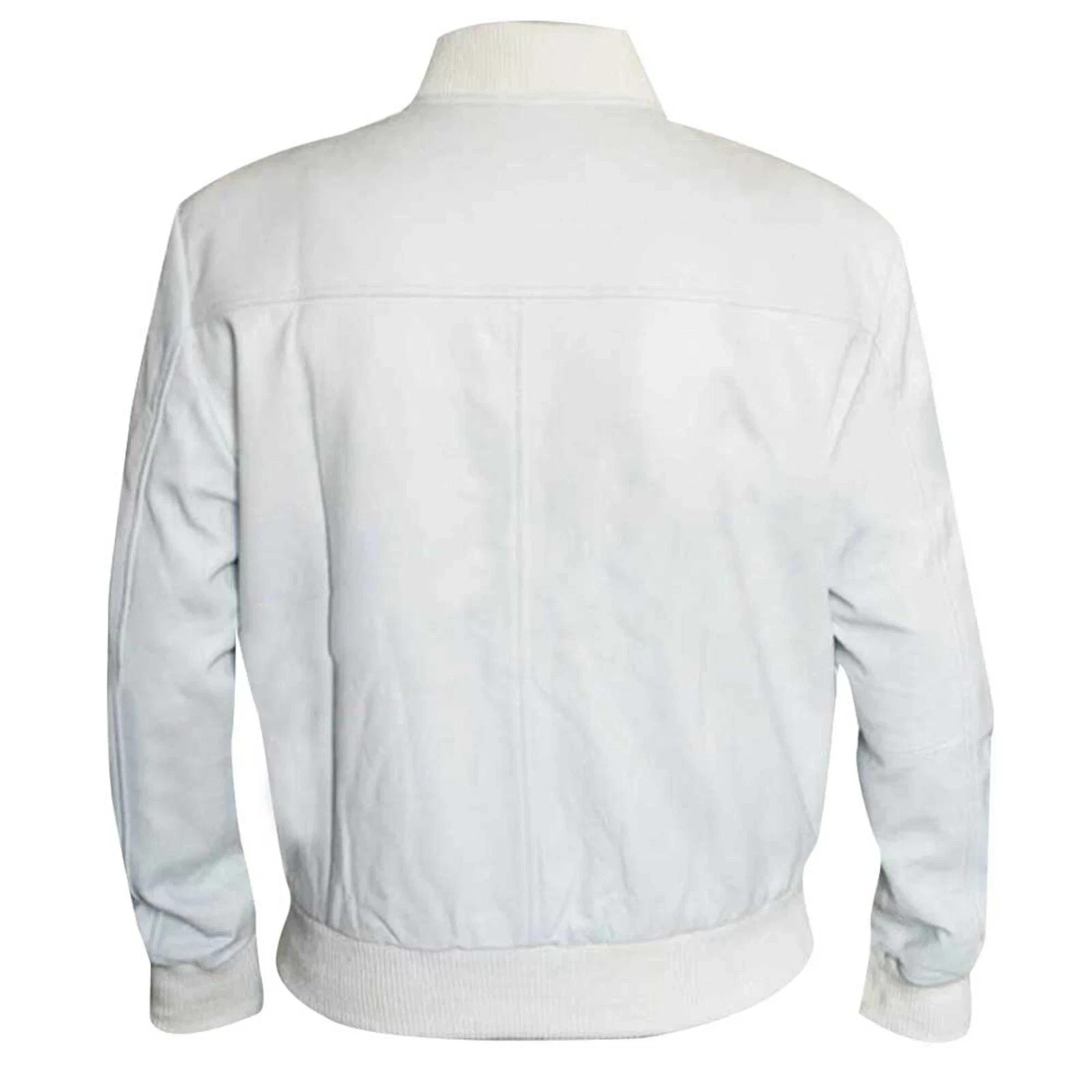 White Leather Bomber Men Jacket 100% Genuine Casual Leather Jacket