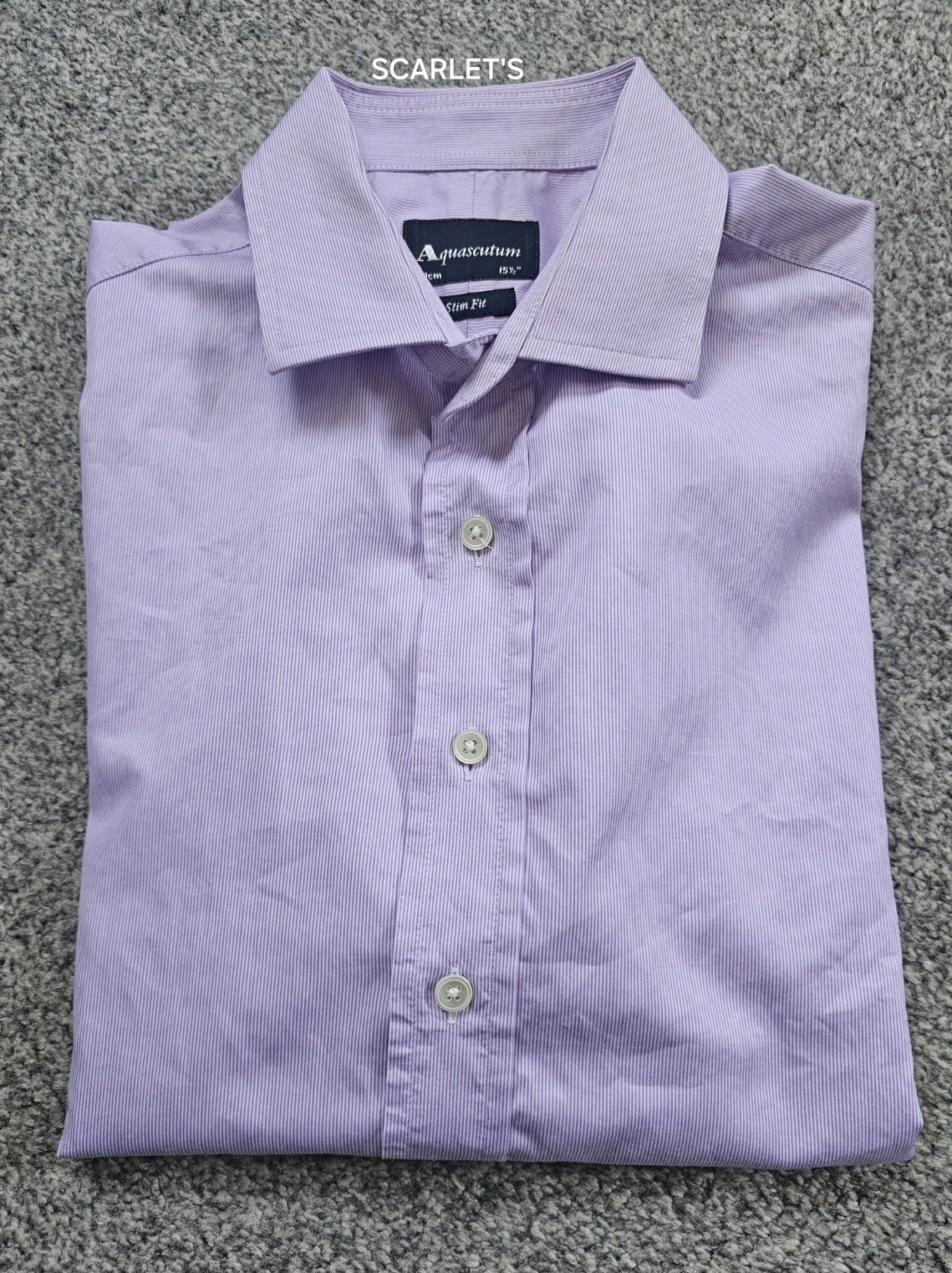 Aquascutum Slim Fit Shirt Size 15.5 Lilac French Cuff Double Cuff Cotton