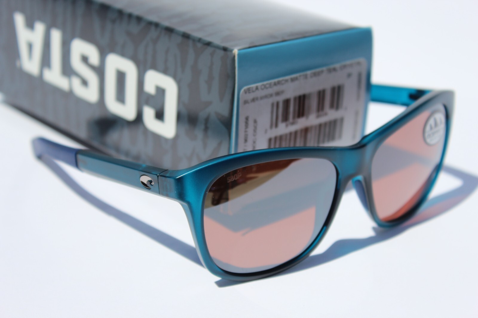 COSTA DEL MAR Vela POLARIZED Sunglasses OCEARCH Matte Teal Crystal/Silver 580P