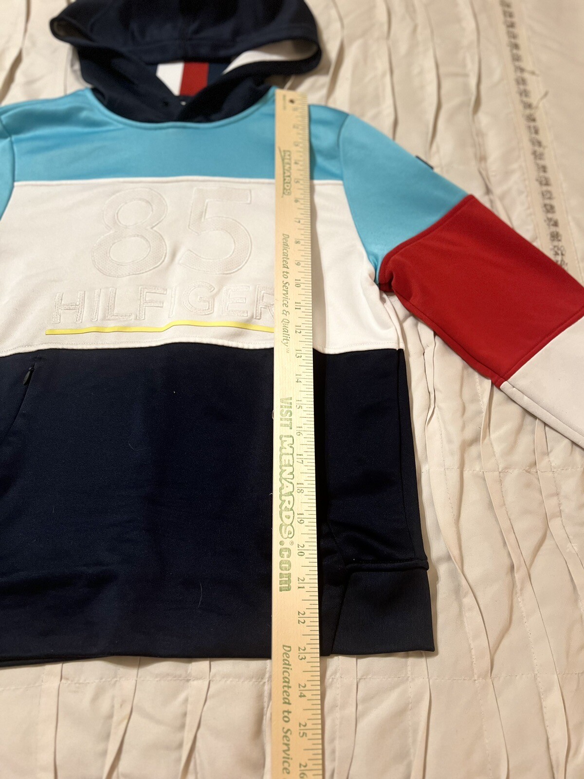 Tommy Hilfiger Men’s Size XS 85 Hilfiger Hoodie Zip Pockets Multi Color Block