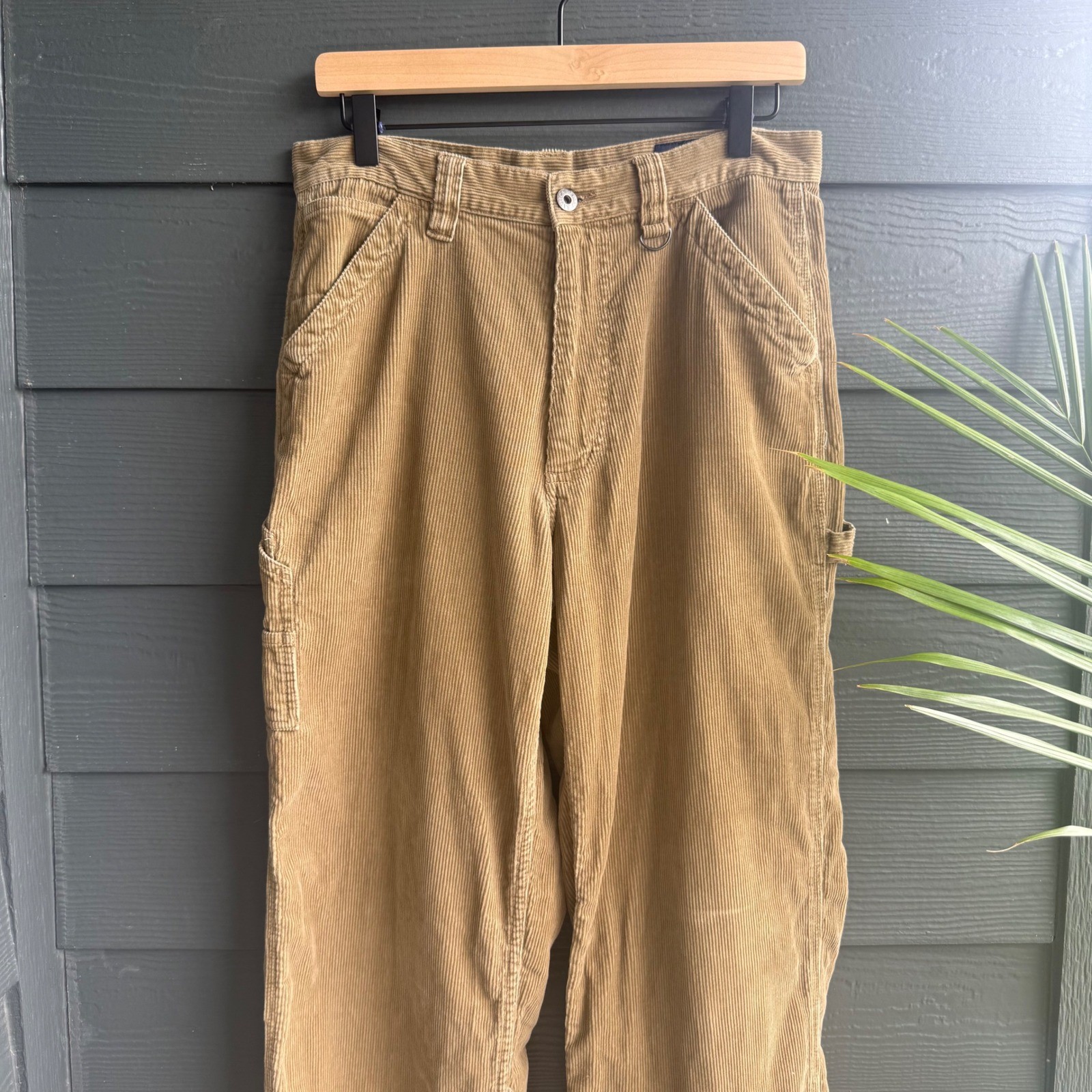 Nautica Jeans Co Corduroy Carpenter Pants Tan Baggy Fit 30×32 Cotton