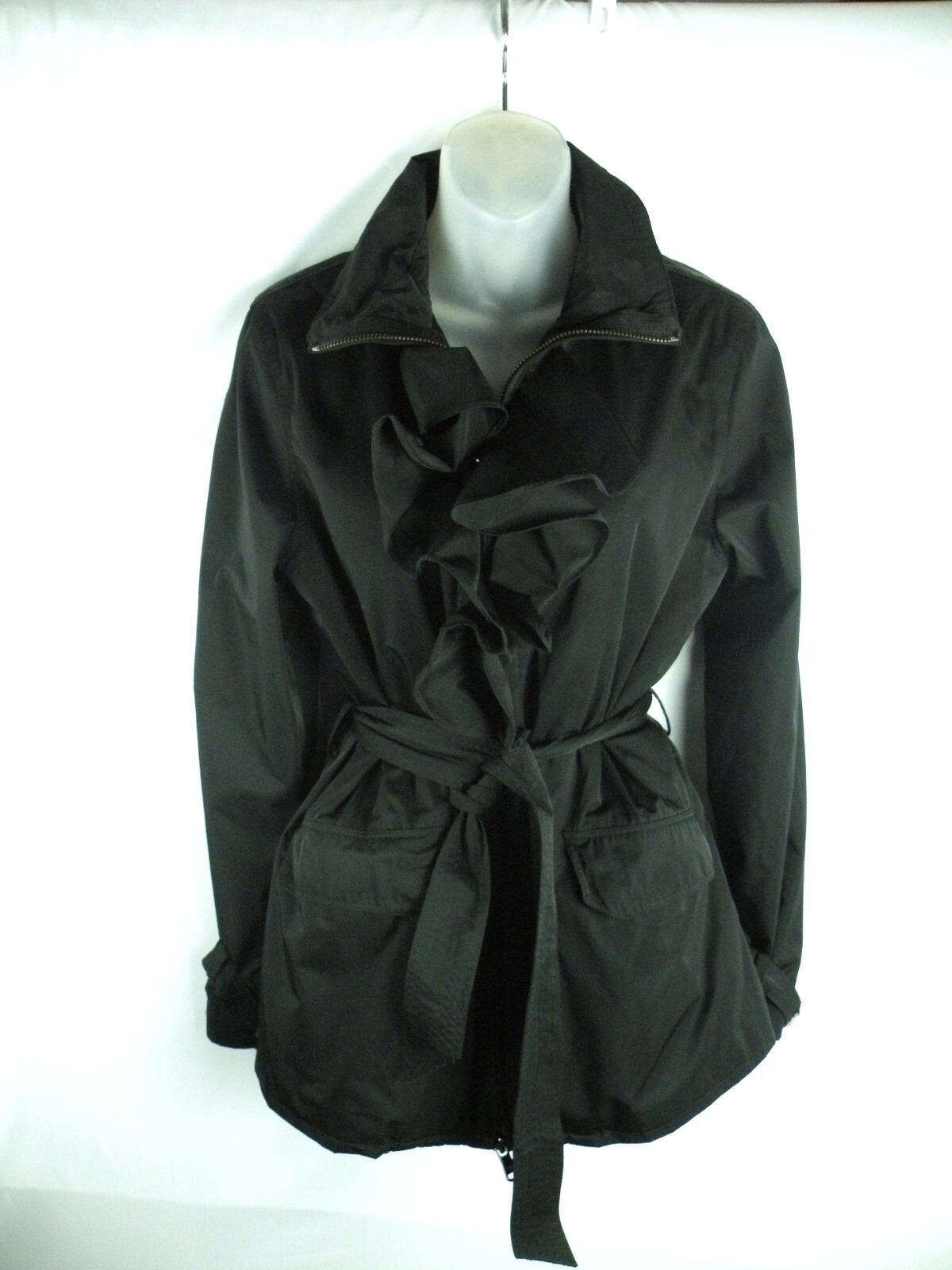 Lauren Ralph Lauren Womens Size Medium Black Belted Rain Jacket Windbreaker